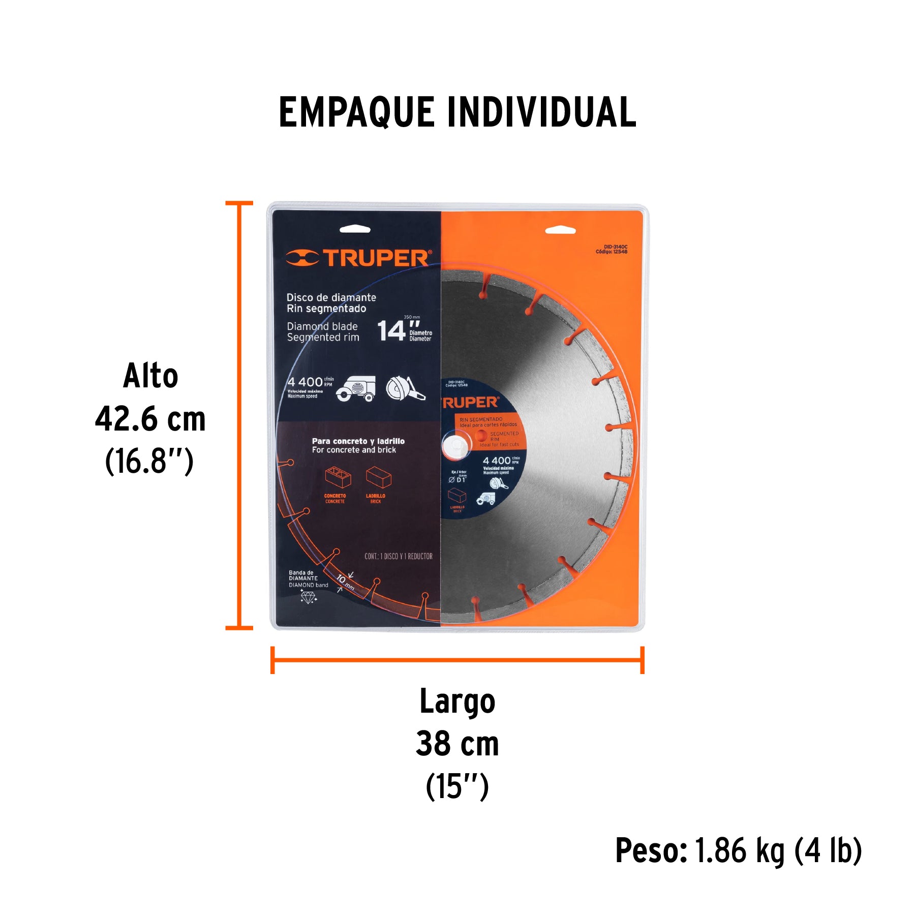 Disco de diamante, 14" para concreto