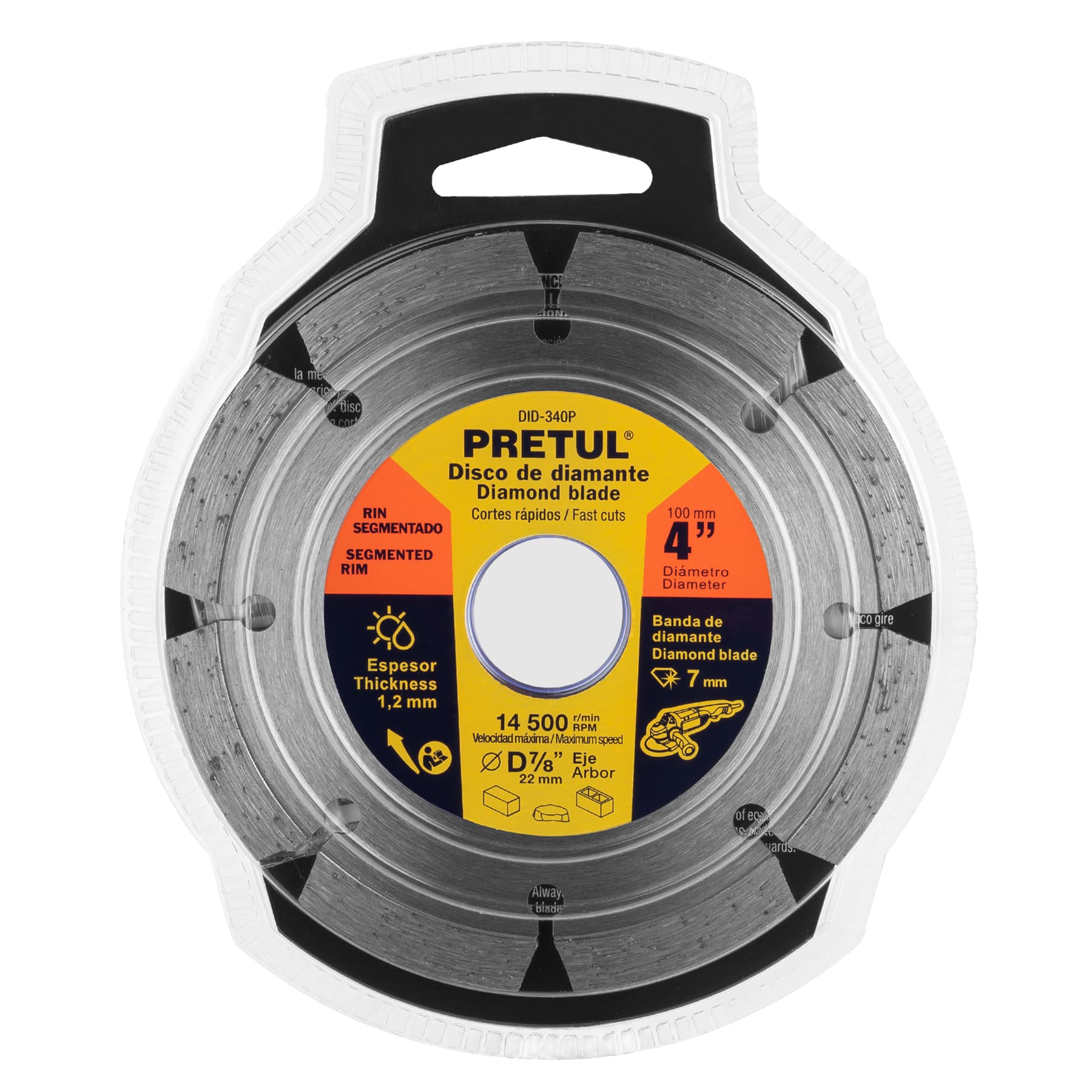 Disco de diamante, rin segmentado, 4", Pretul