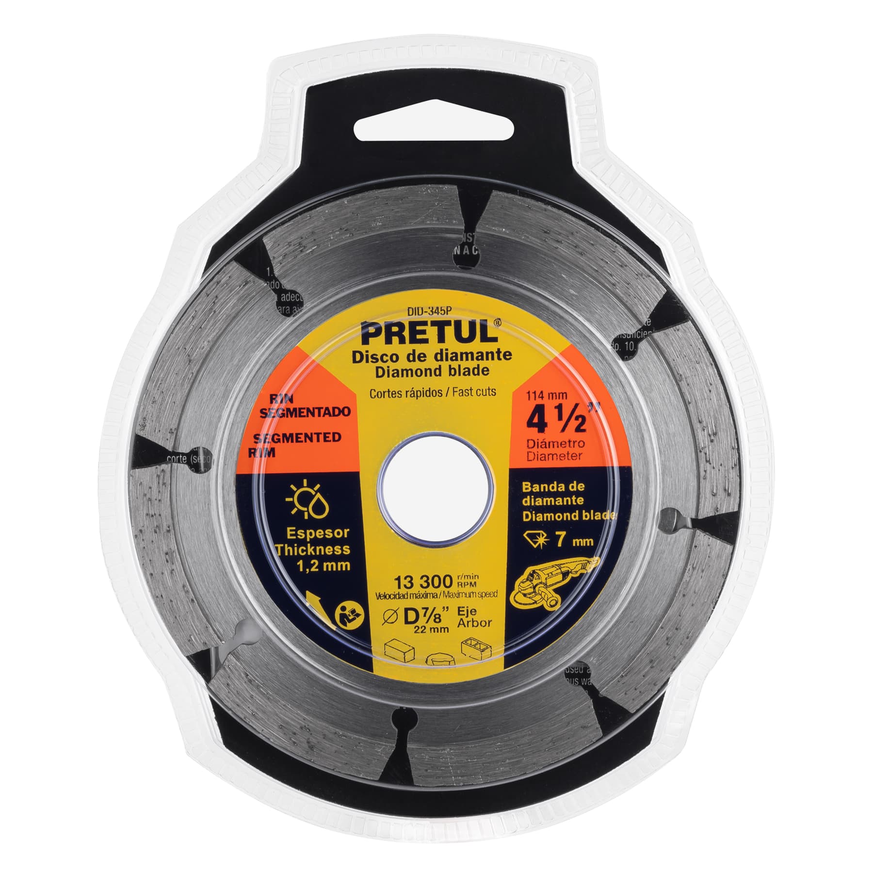 Disco de diamante, rin segmentado, 4-1/2", Pretul