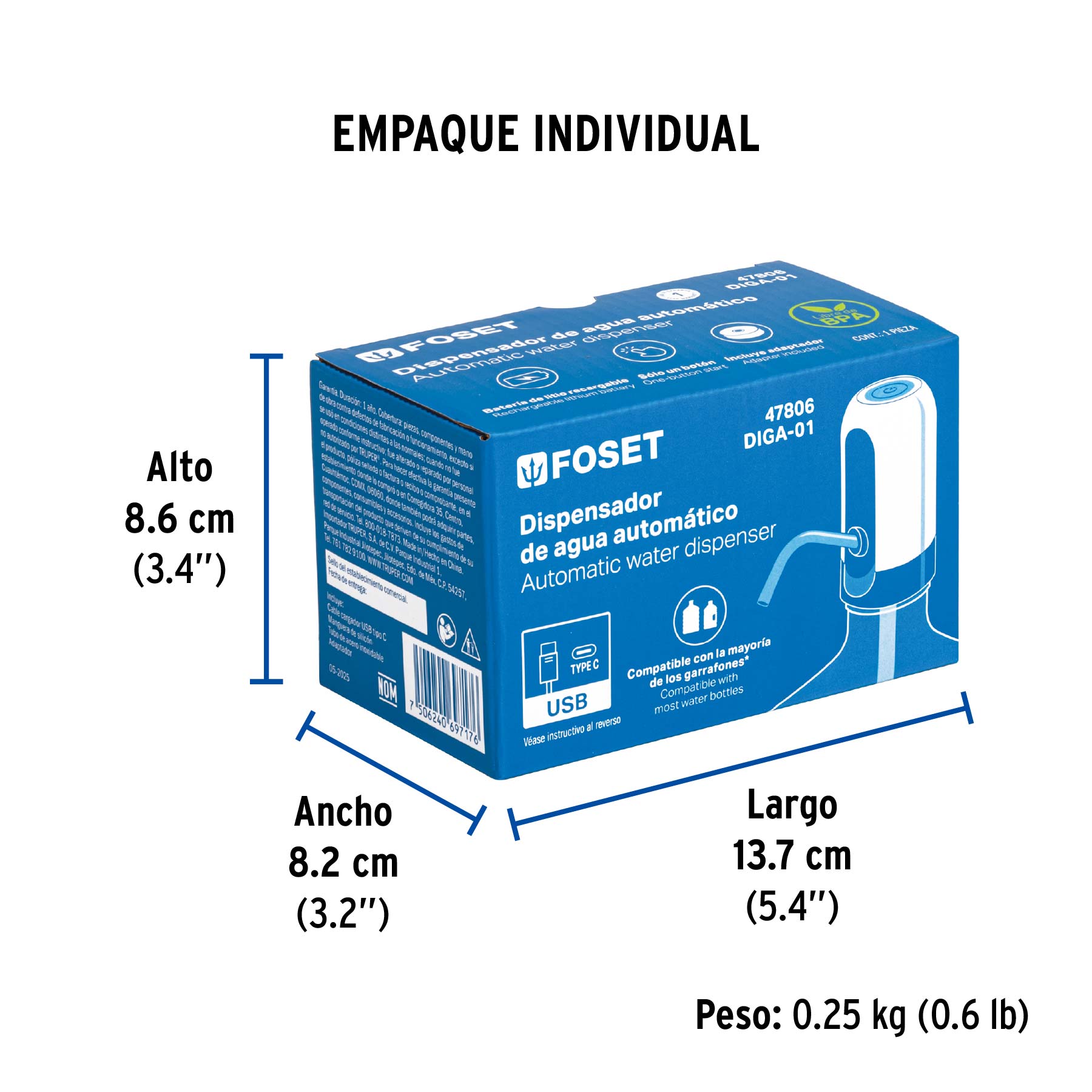 Dispensador eléctrico de agua para garrafón, Foset