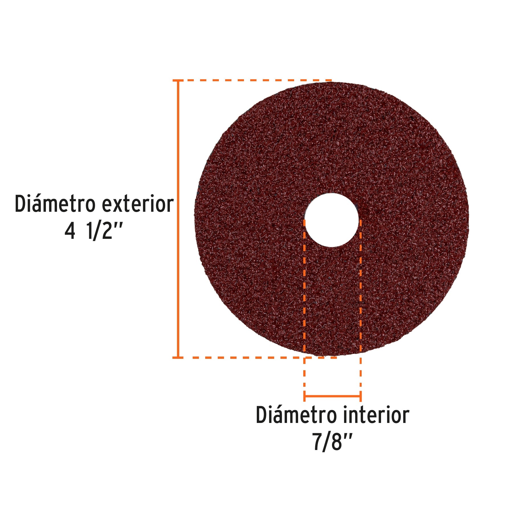 Disco de lija 4-1/2" con respaldo de fibra, grano 24