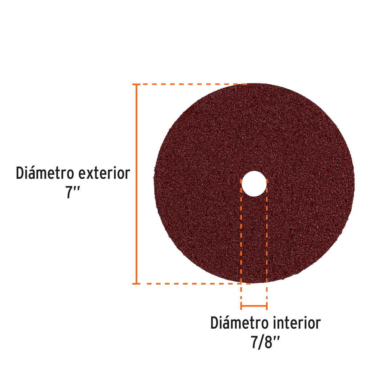Disco de lija de 7" con respaldo de fibra, grano 36