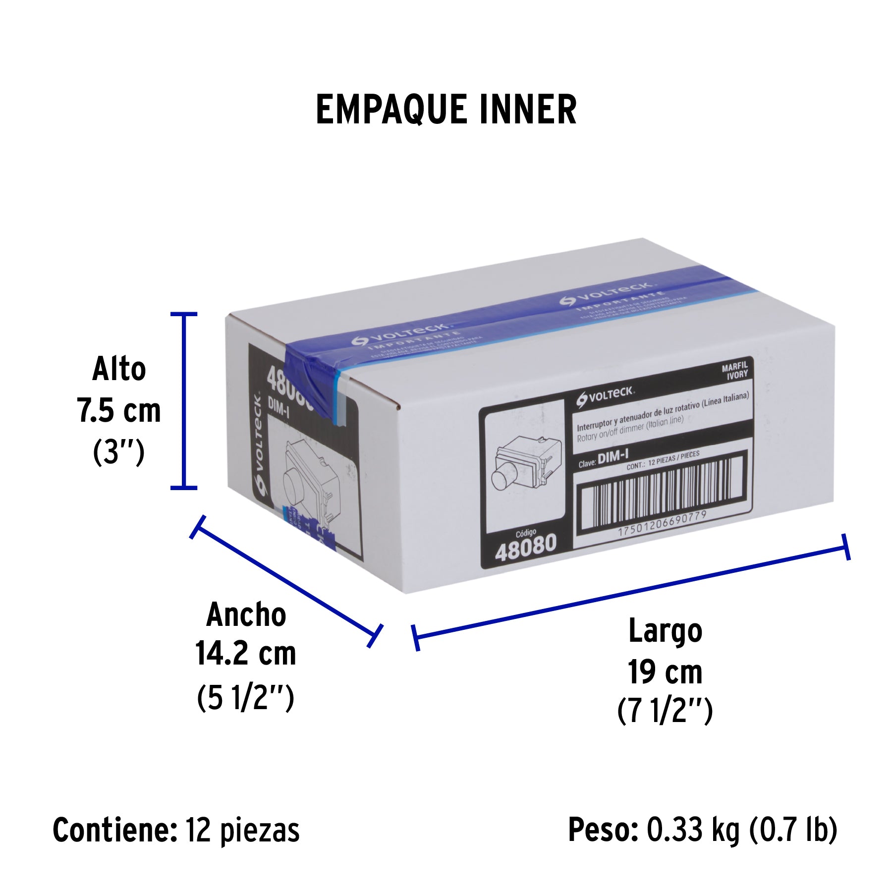 Dimmer giratorio, línea Italiana, marfil