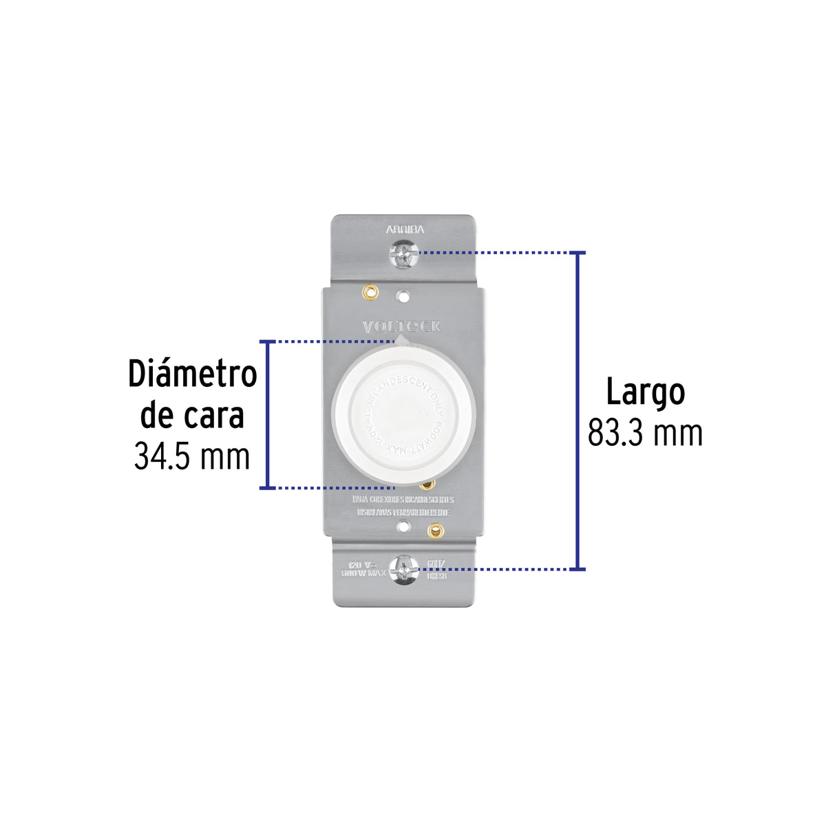 Atenuador de luz giratorio, Standard, blanco, Voltec