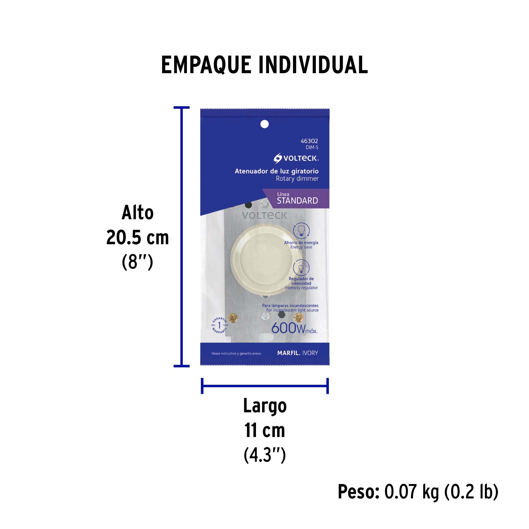 Atenuador de luz rotativo, línea Standard