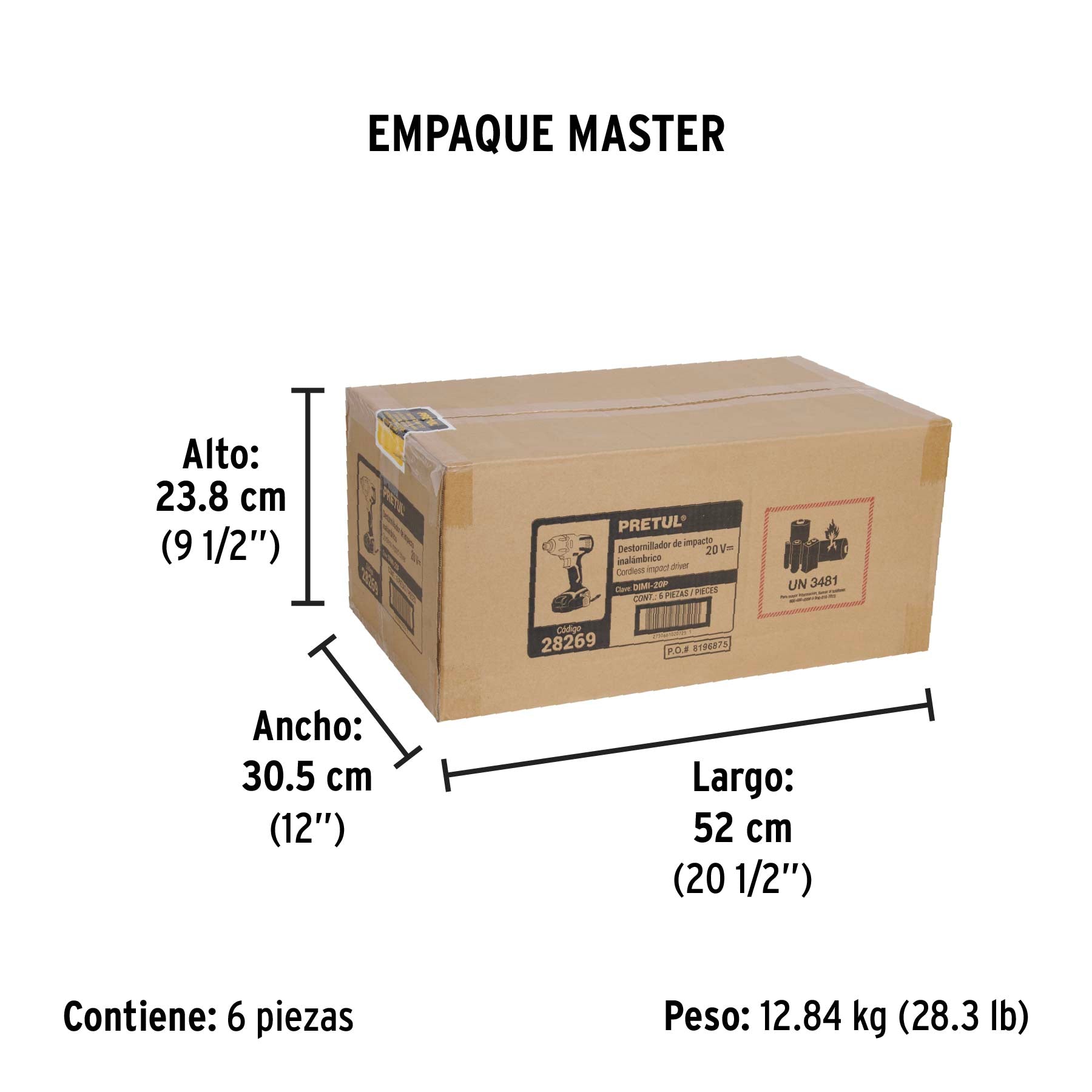 Destornillador de impacto inalámbrico 1/4', 20 V, Pretul