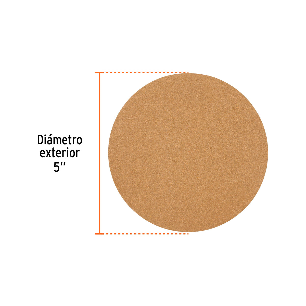 Caja 5 discos de lija p/madera 5' grano 120, velcro, s/perf.