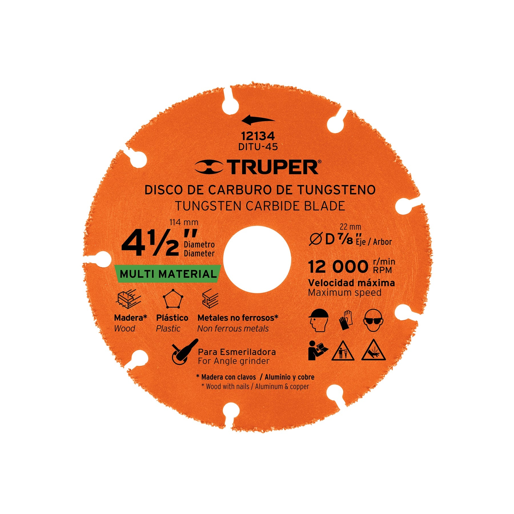 Disco de carburo de Tungsteno 4-1/2", multiusos