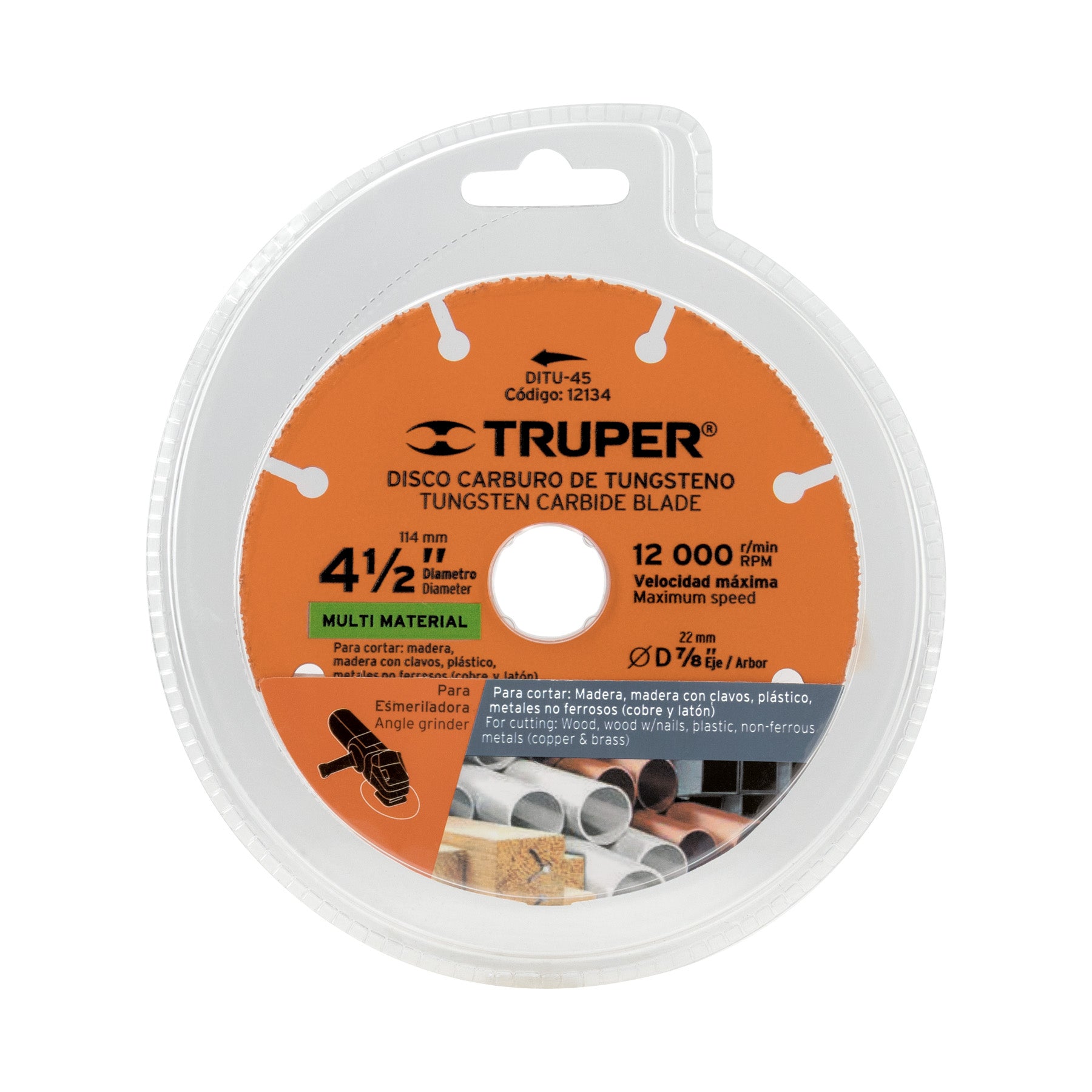 Disco de carburo de Tungsteno 4-1/2", multiusos