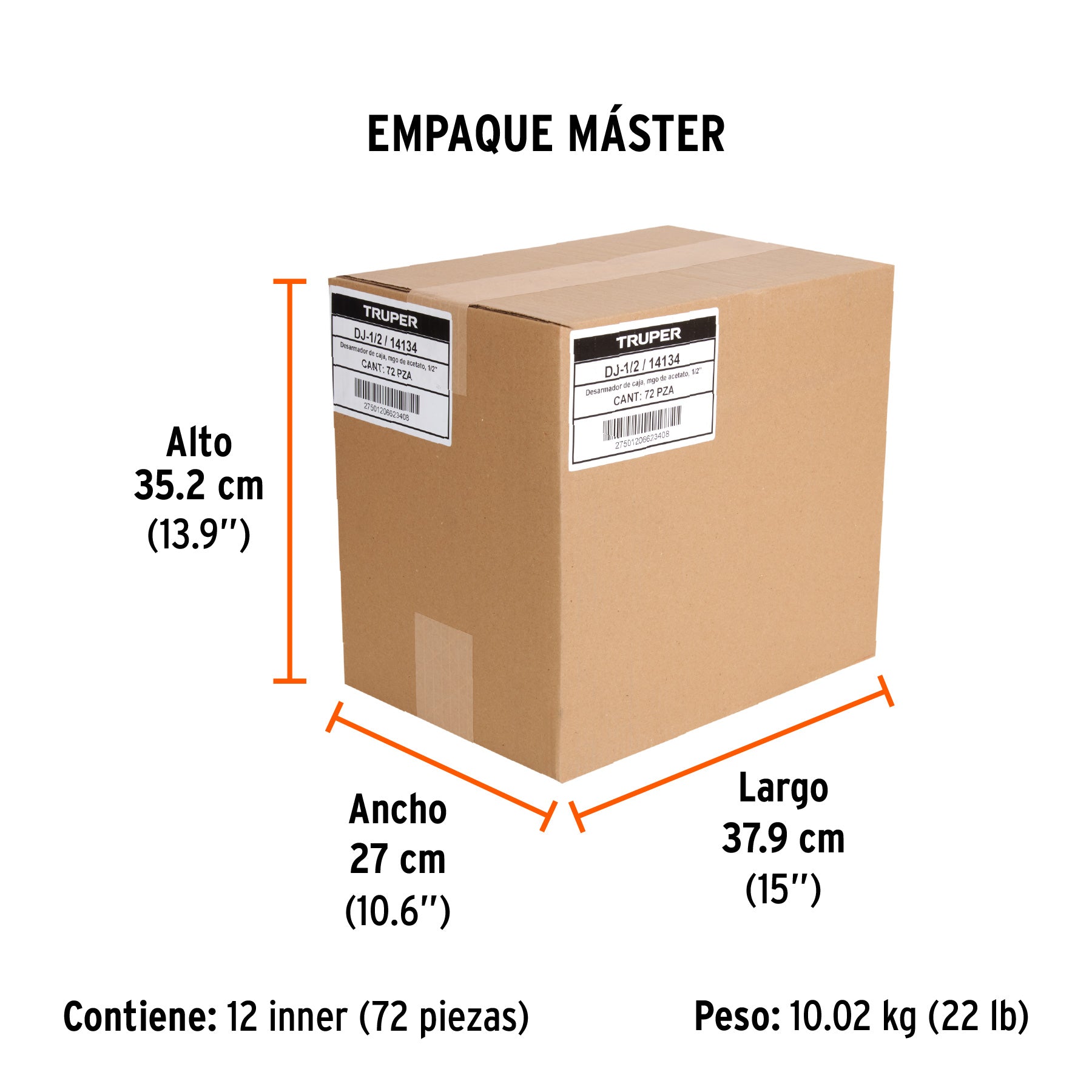 Desarmador de caja 1/2" mango de acetato