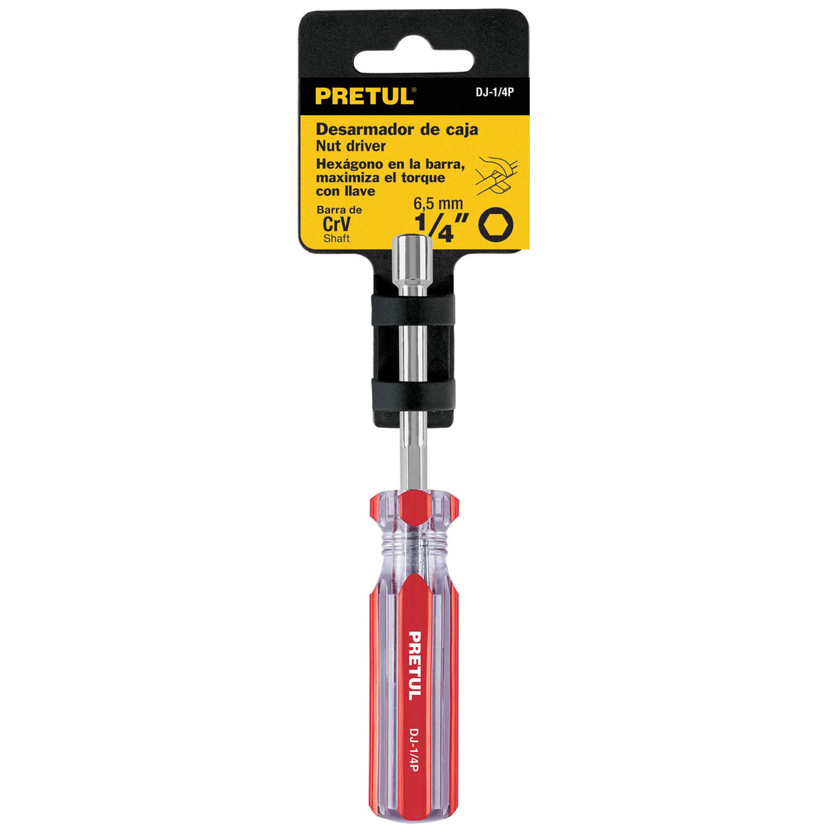 Desarmador de caja 1/4" mango de PVC Pretul