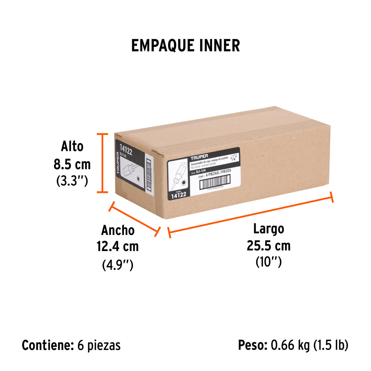 Desarmador de caja 1/4" mango de acetato
