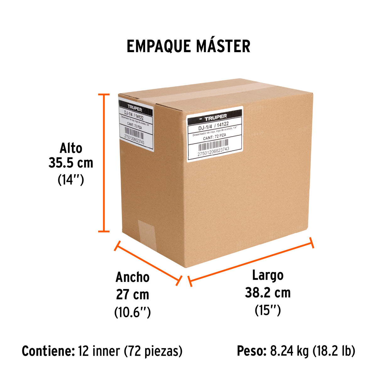 Desarmador de caja 1/4" mango de acetato