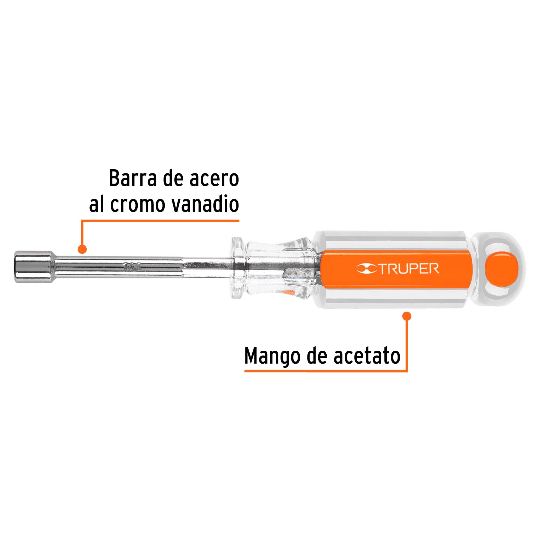 Desarmador de caja 1/4" mango de acetato