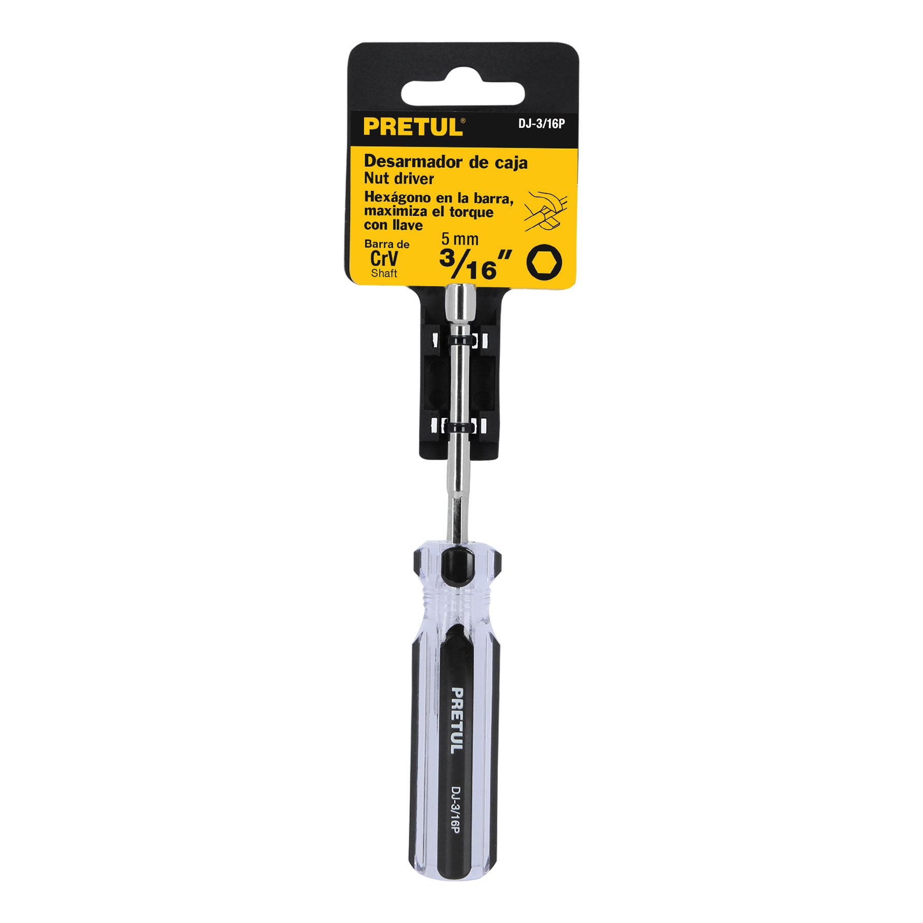 Desarmador de caja 3/16" mango de PVC Pretul