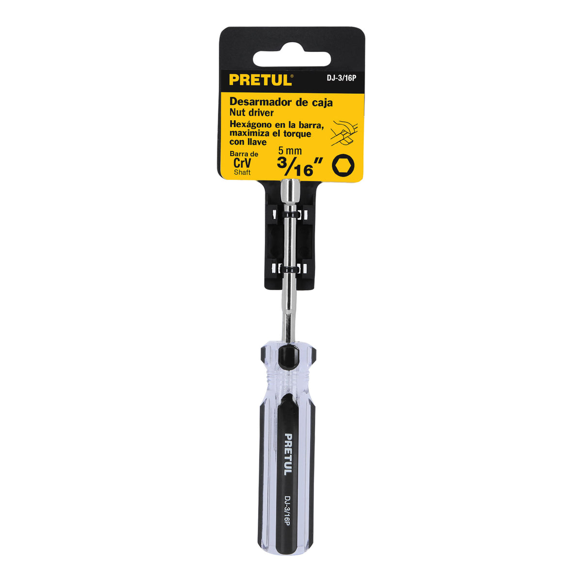 Desarmador de caja 3/16" mango de PVC Pretul