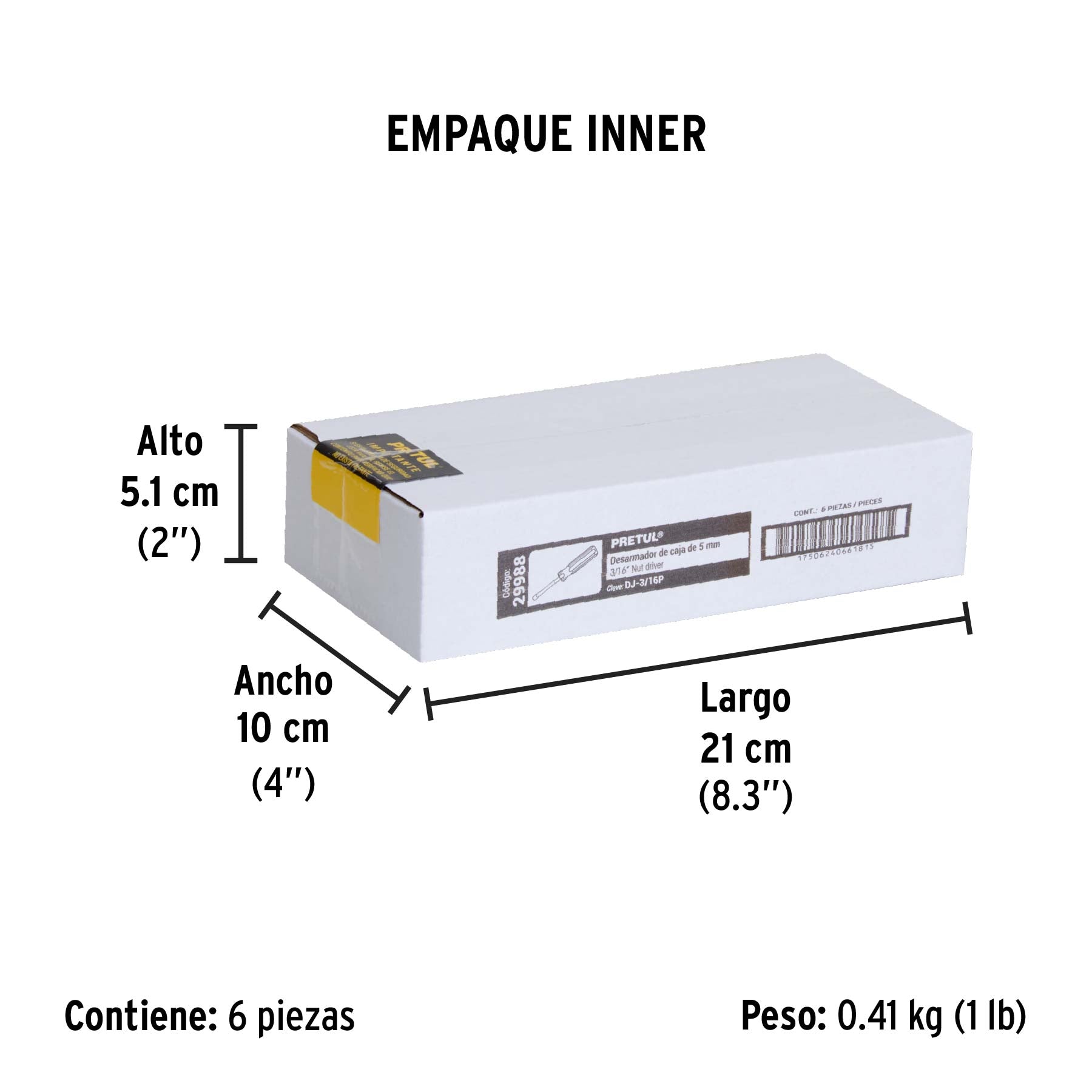 Desarmador de caja 3/16" mango de PVC Pretul