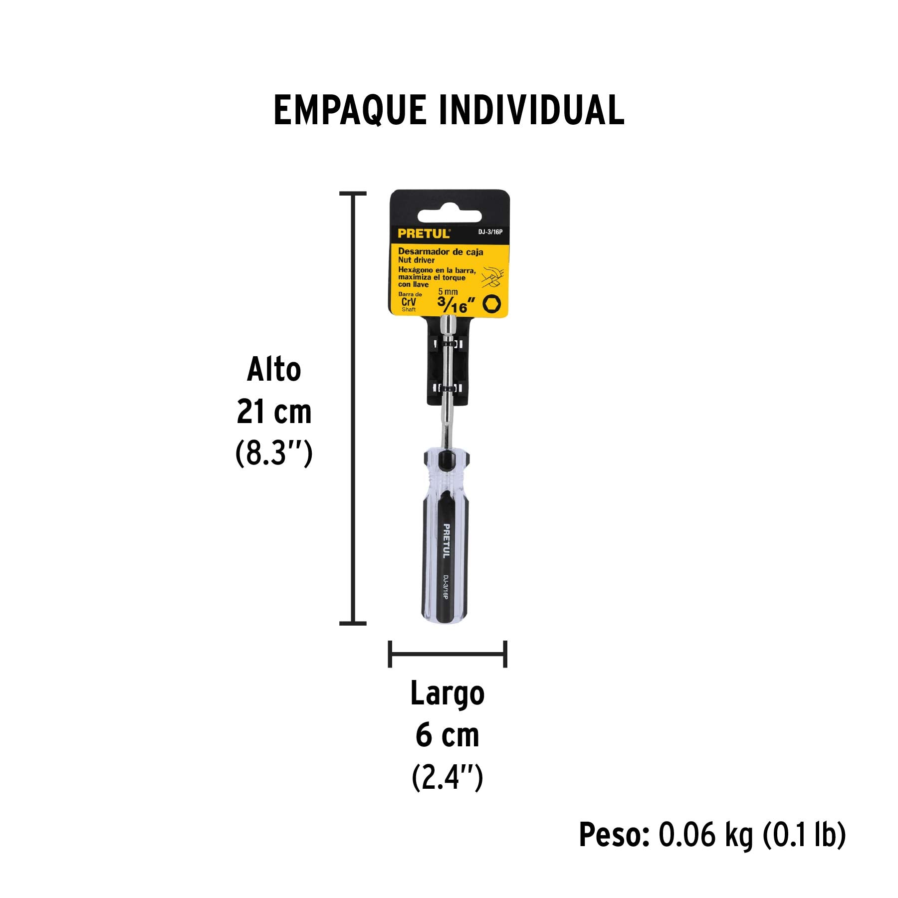 Desarmador de caja 3/16" mango de PVC Pretul