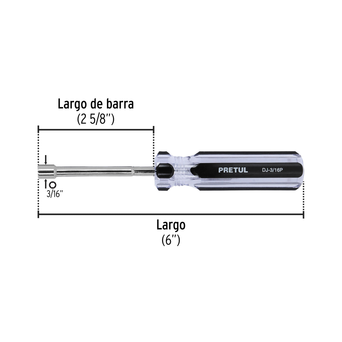 Desarmador de caja 3/16" mango de PVC Pretul
