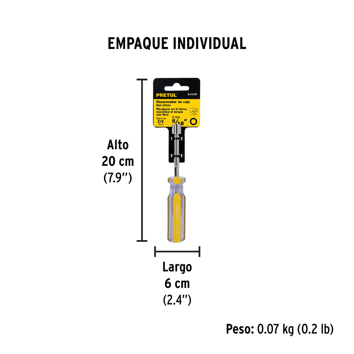 Desarmador de caja 5/16" mango de PVC Pretul