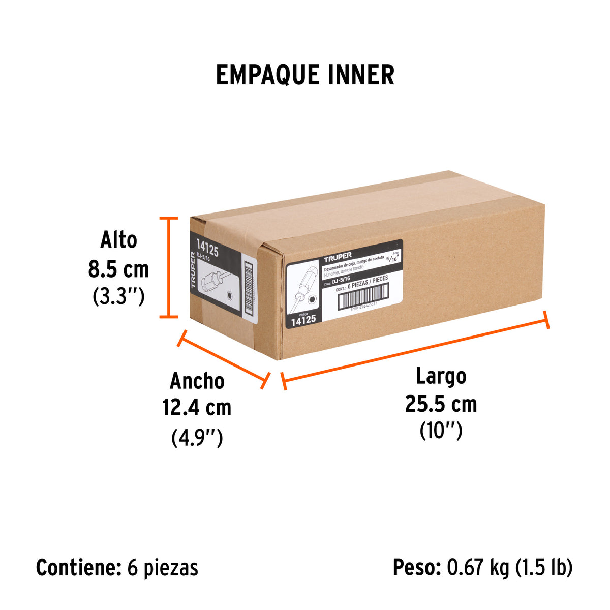 Desarmador de caja 5/16" mango de acetato