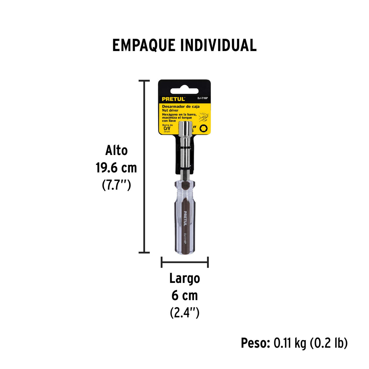 Desarmador de caja 7/16" mango de PVC Pretul