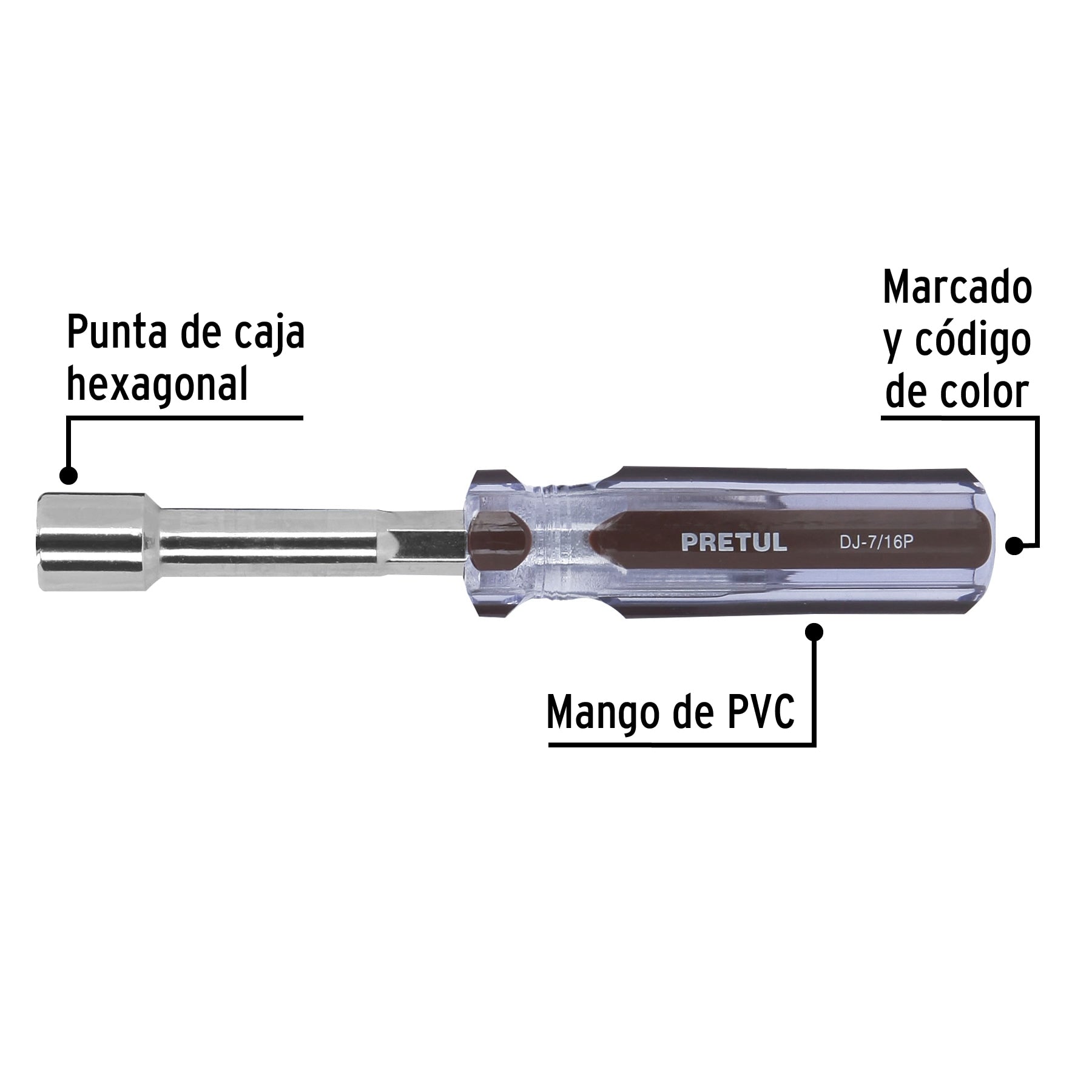 Desarmador de caja 7/16" mango de PVC Pretul