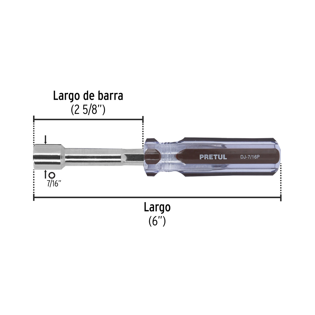 Desarmador de caja 7/16" mango de PVC Pretul