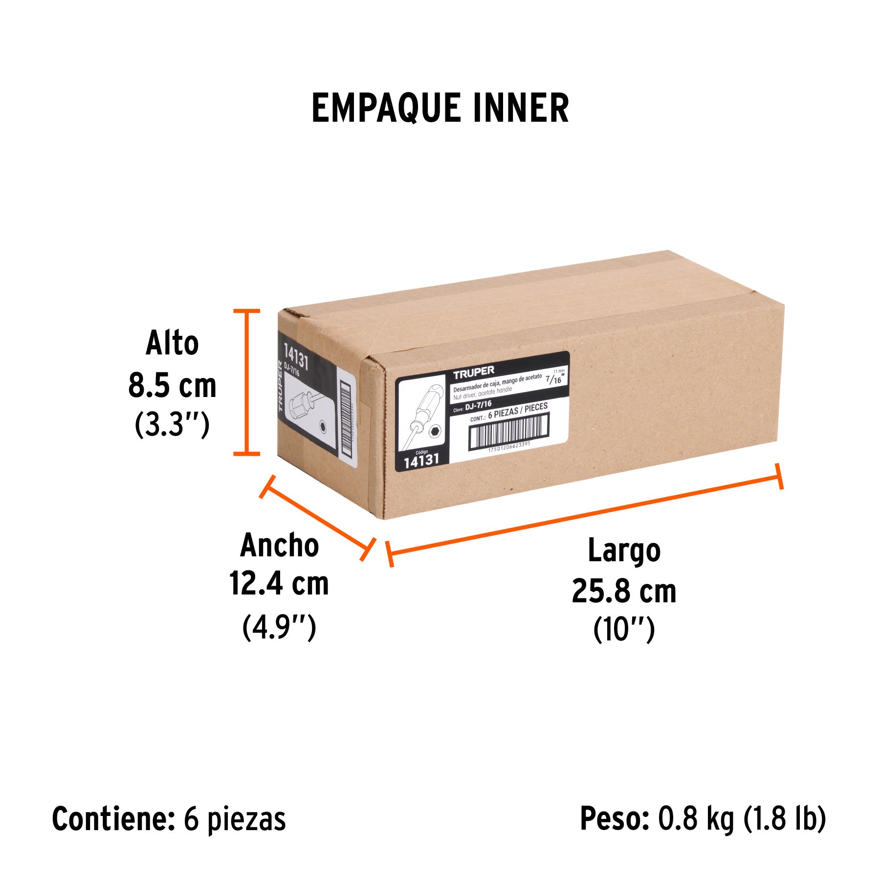 Desarmador de caja 7/16" mango de acetato