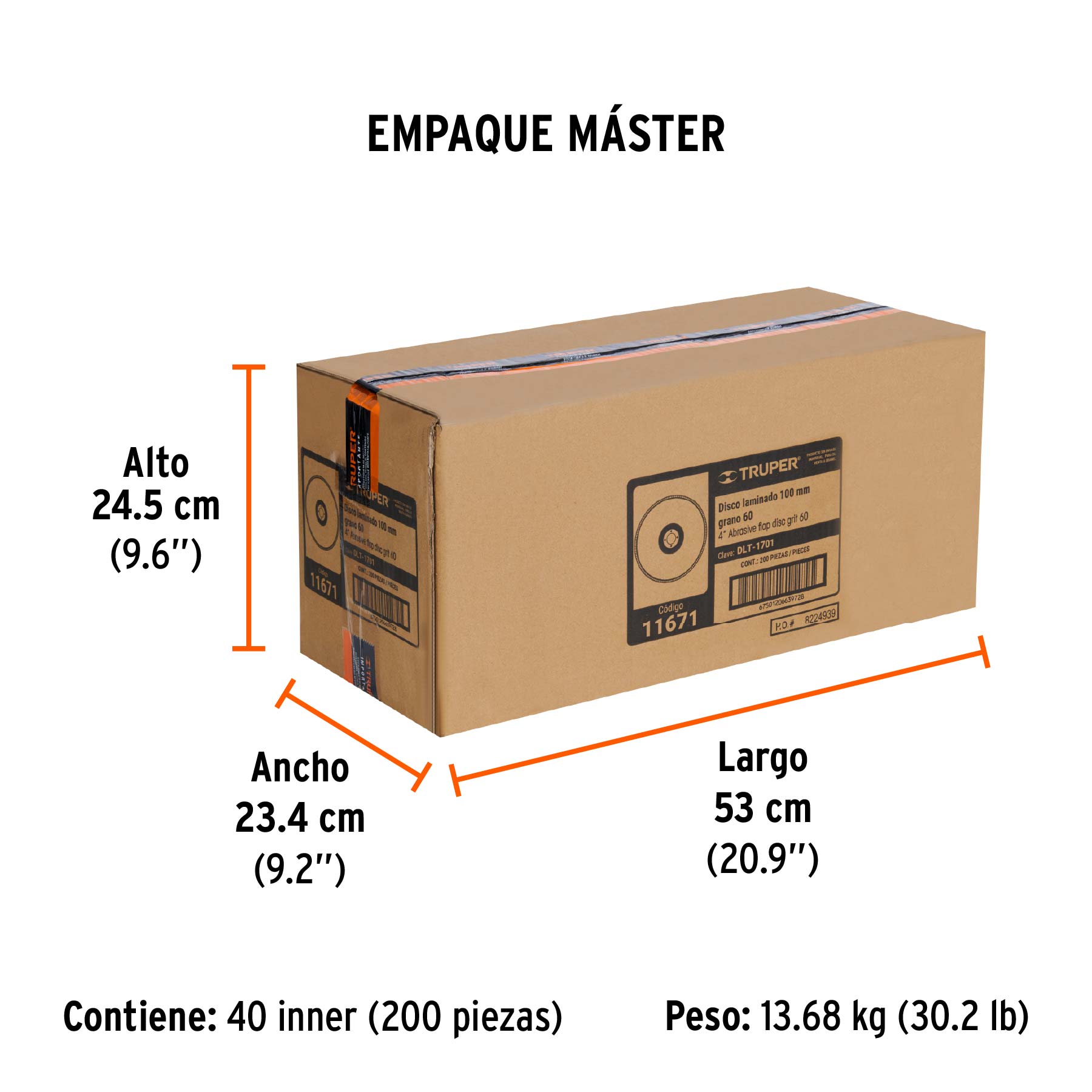Disco laminado, tipo 29, diámetro 4", grano 60, centro 5/8"