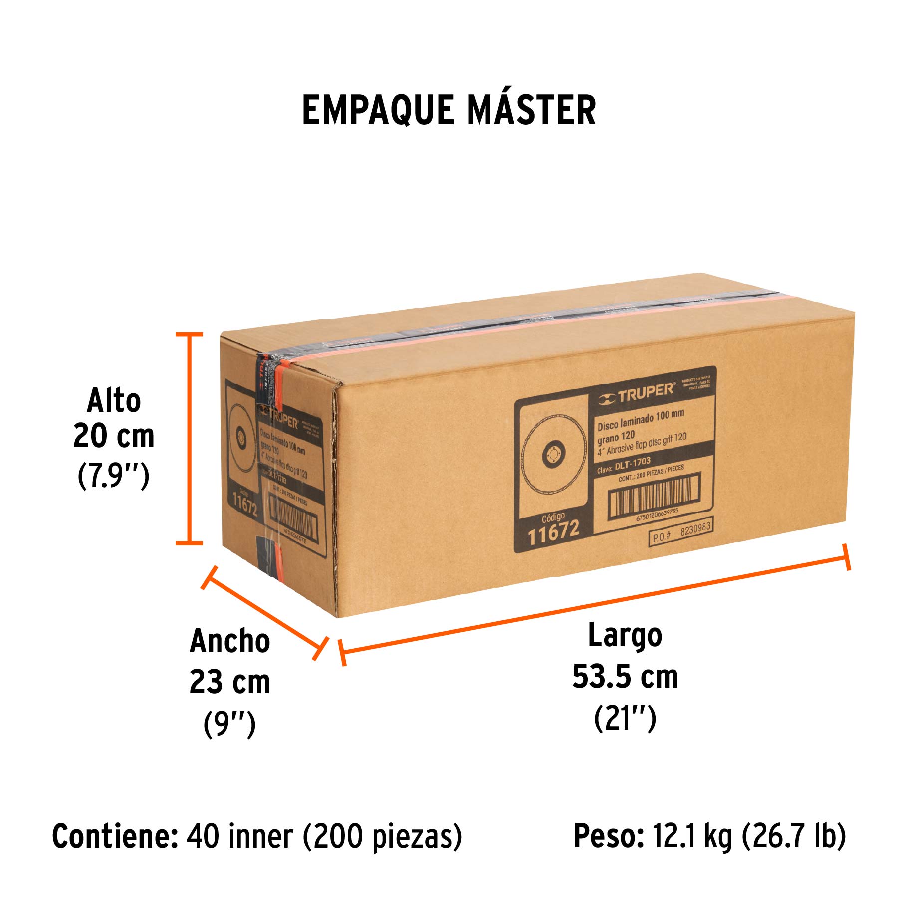 Disco laminado, tipo 29, diámetro 4", grano 120, centro 5/8"