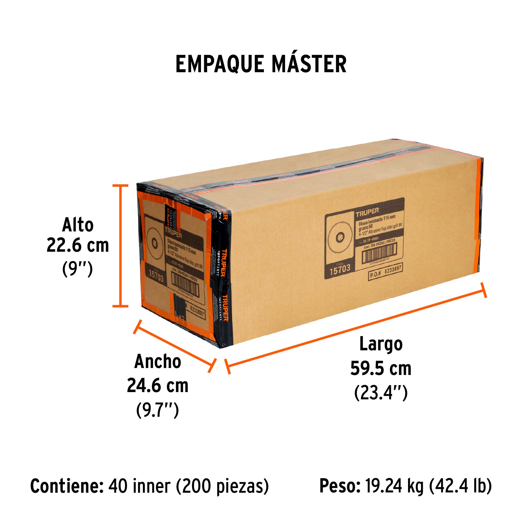 Disco laminado respaldo plástico 4-1/2",barreno 7/8"grano 80