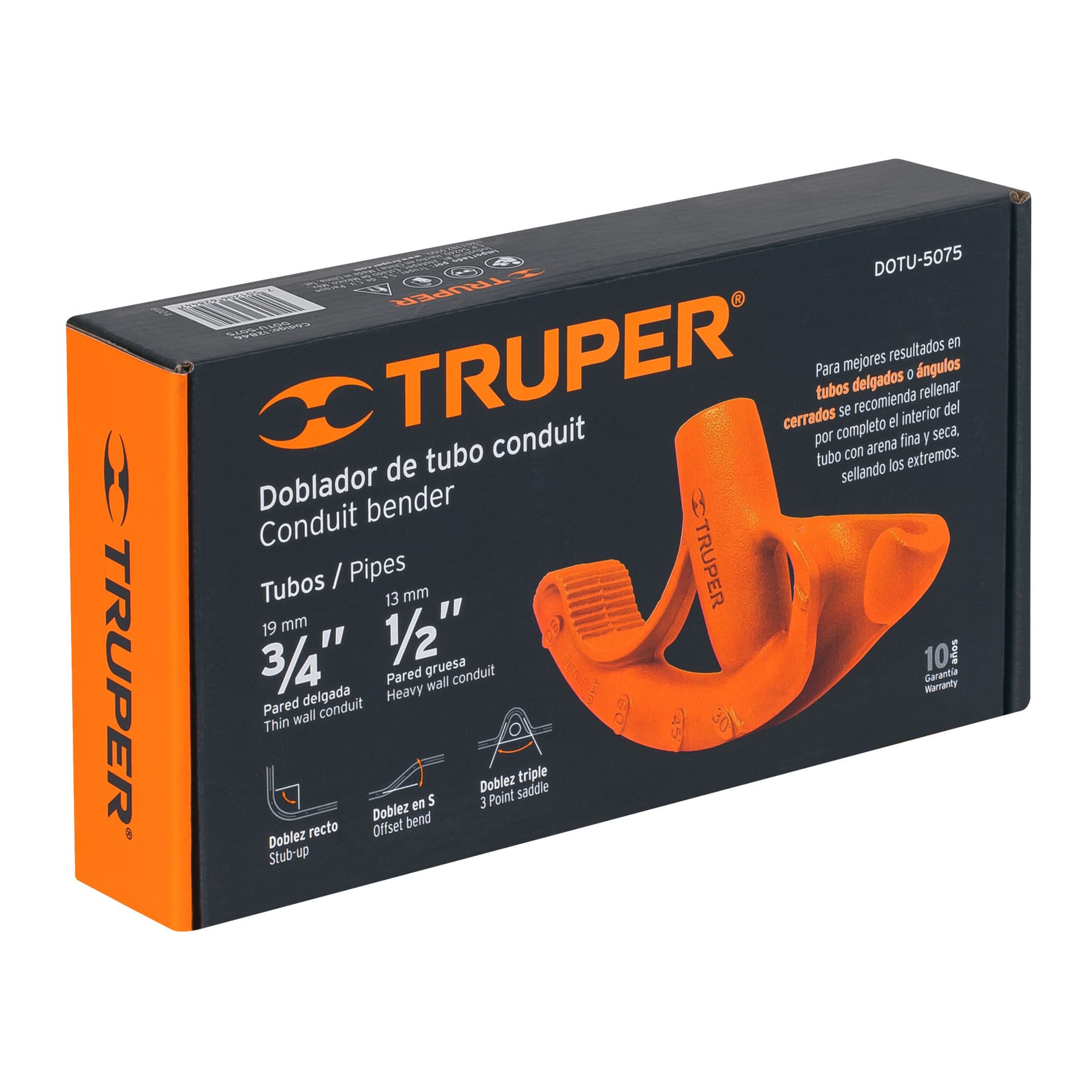 Doblador de tubo conduit, hasta 3/4"