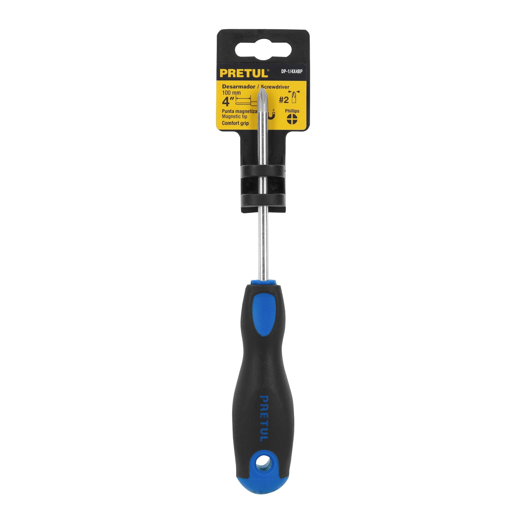 Desarmador punta phillips, 1/4x4", mgo comfort grip, pretul
