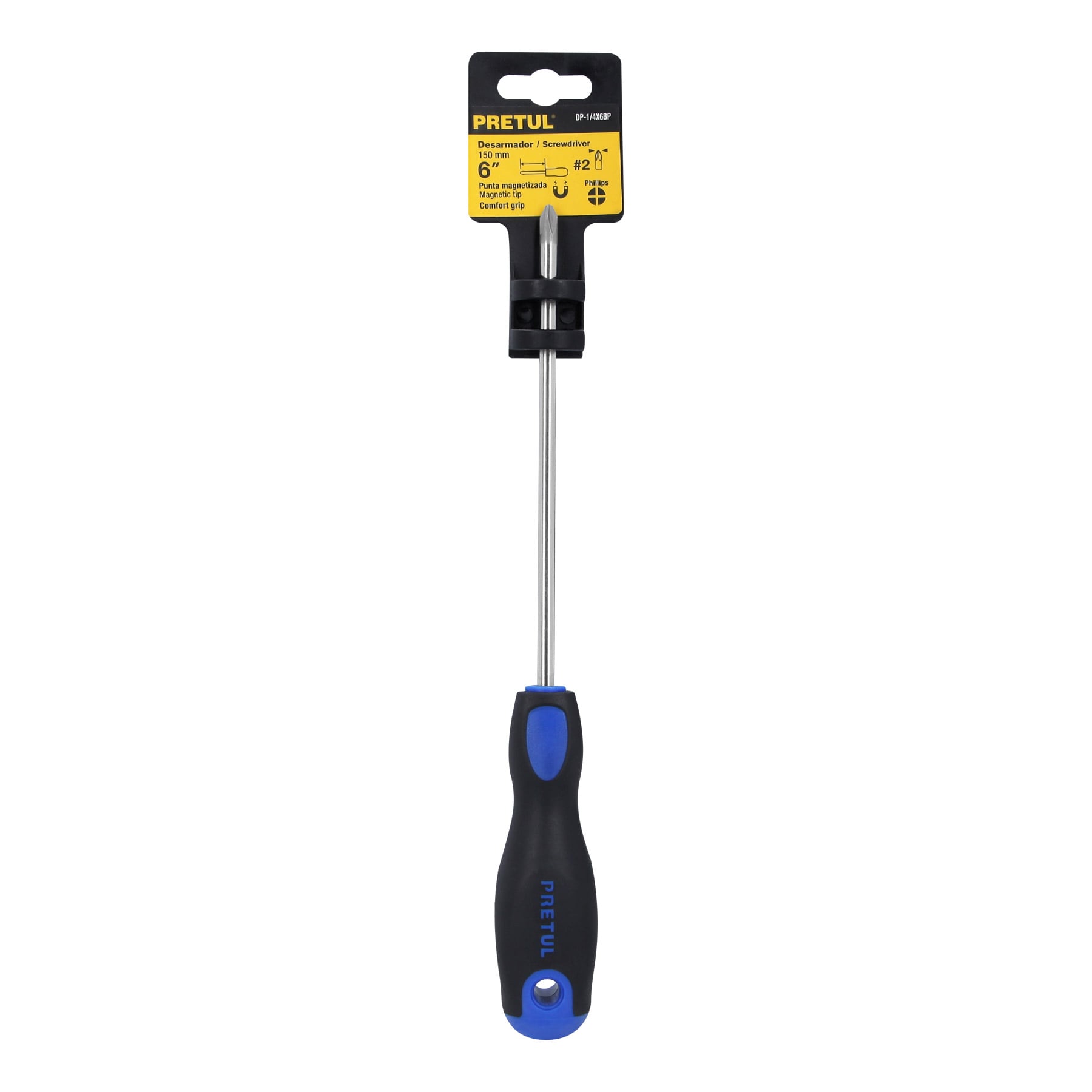 Desarmador punta phillips, 1/4x6", mgo comfort grip, pretul