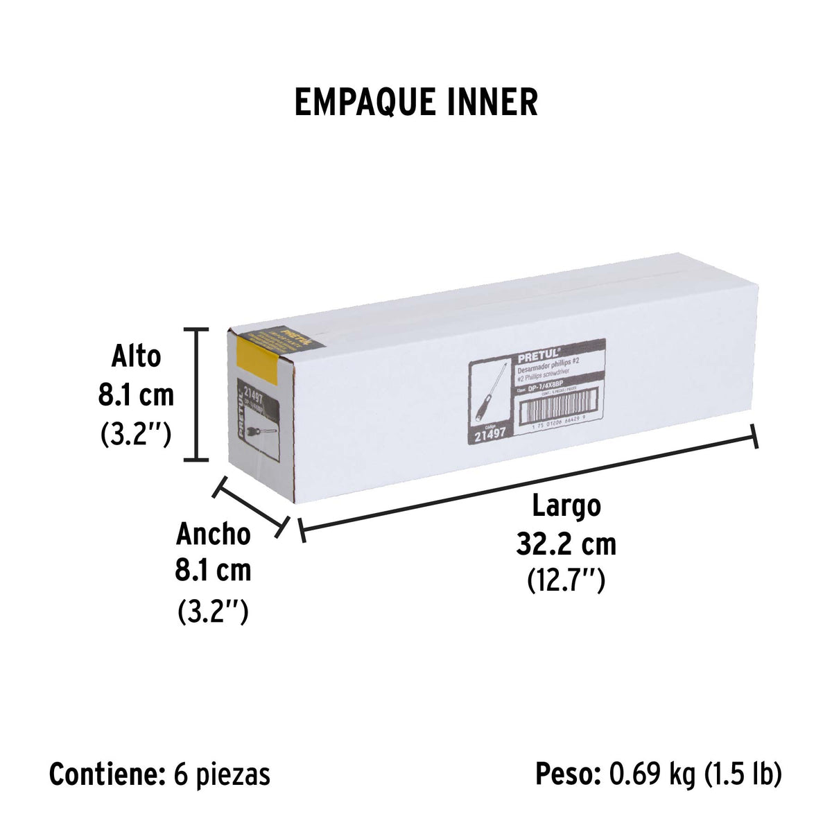 Desarmador punta phillips, 1/4x8", mgo comfort grip, pretul