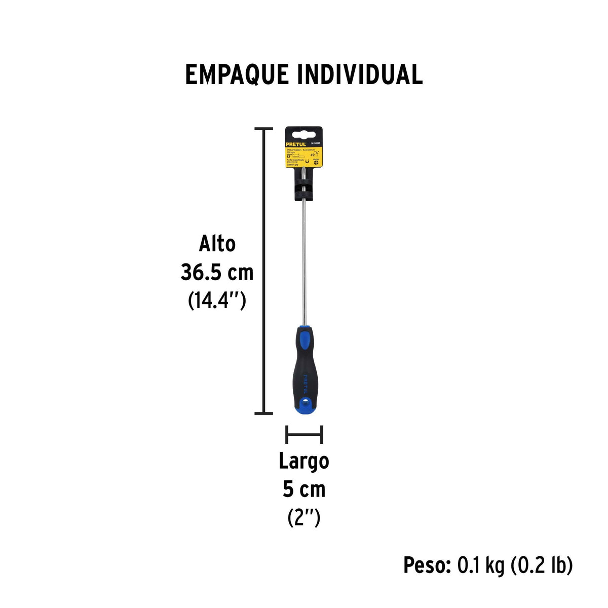 Desarmador punta phillips, 1/4x8", mgo comfort grip, pretul