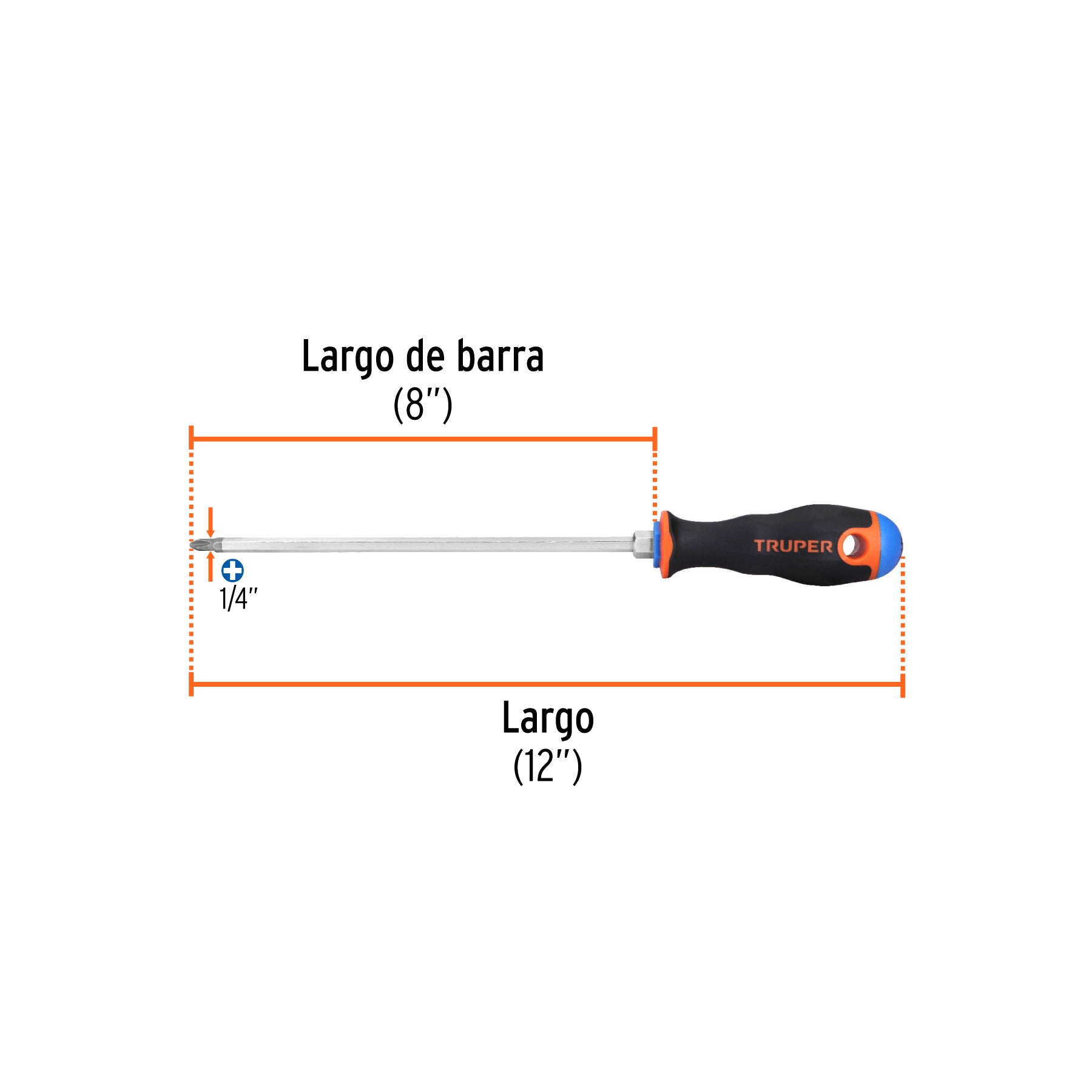 Desarmador punta phillips # 2, mango comfort grip, 8"