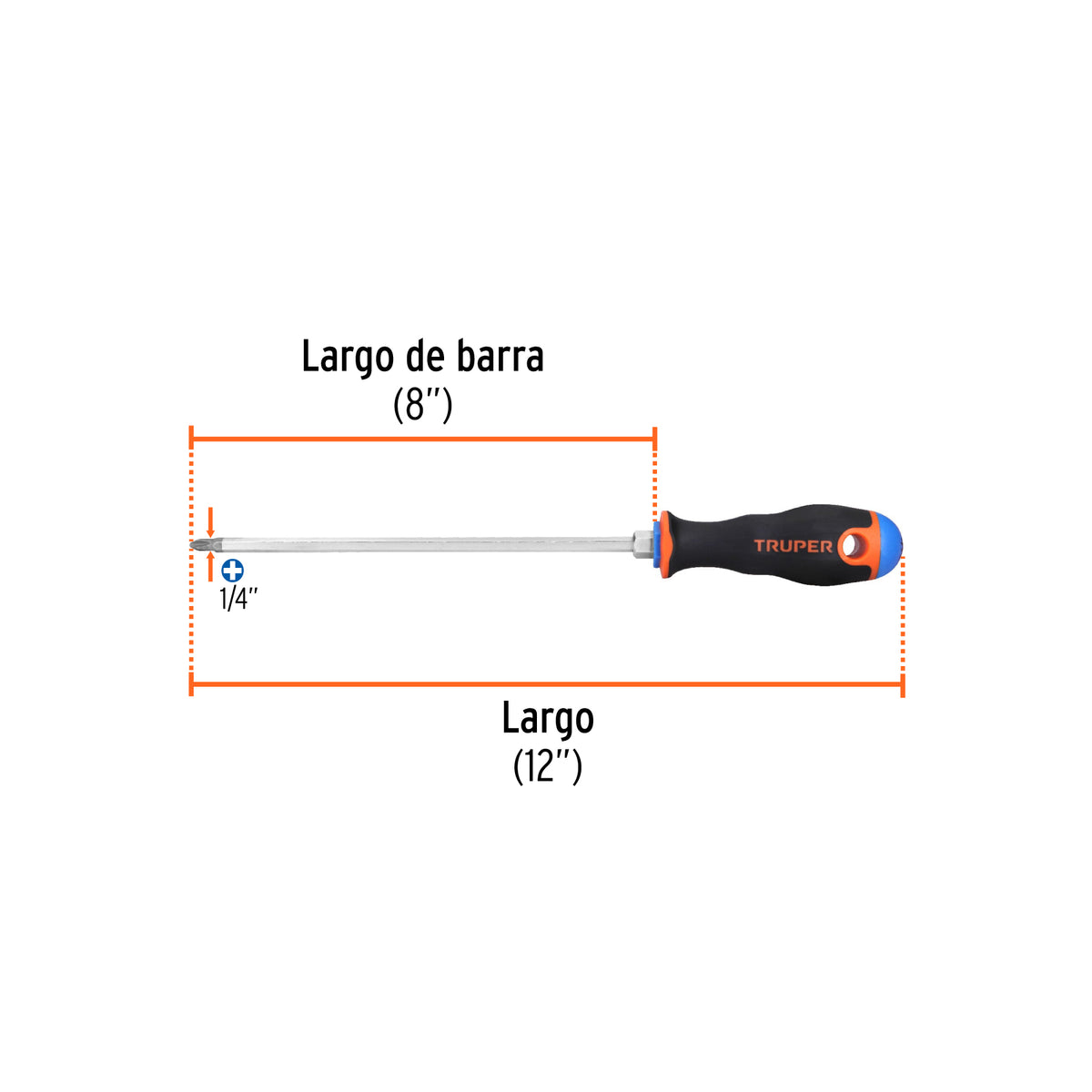 Desarmador punta phillips # 2, mango comfort grip, 8"