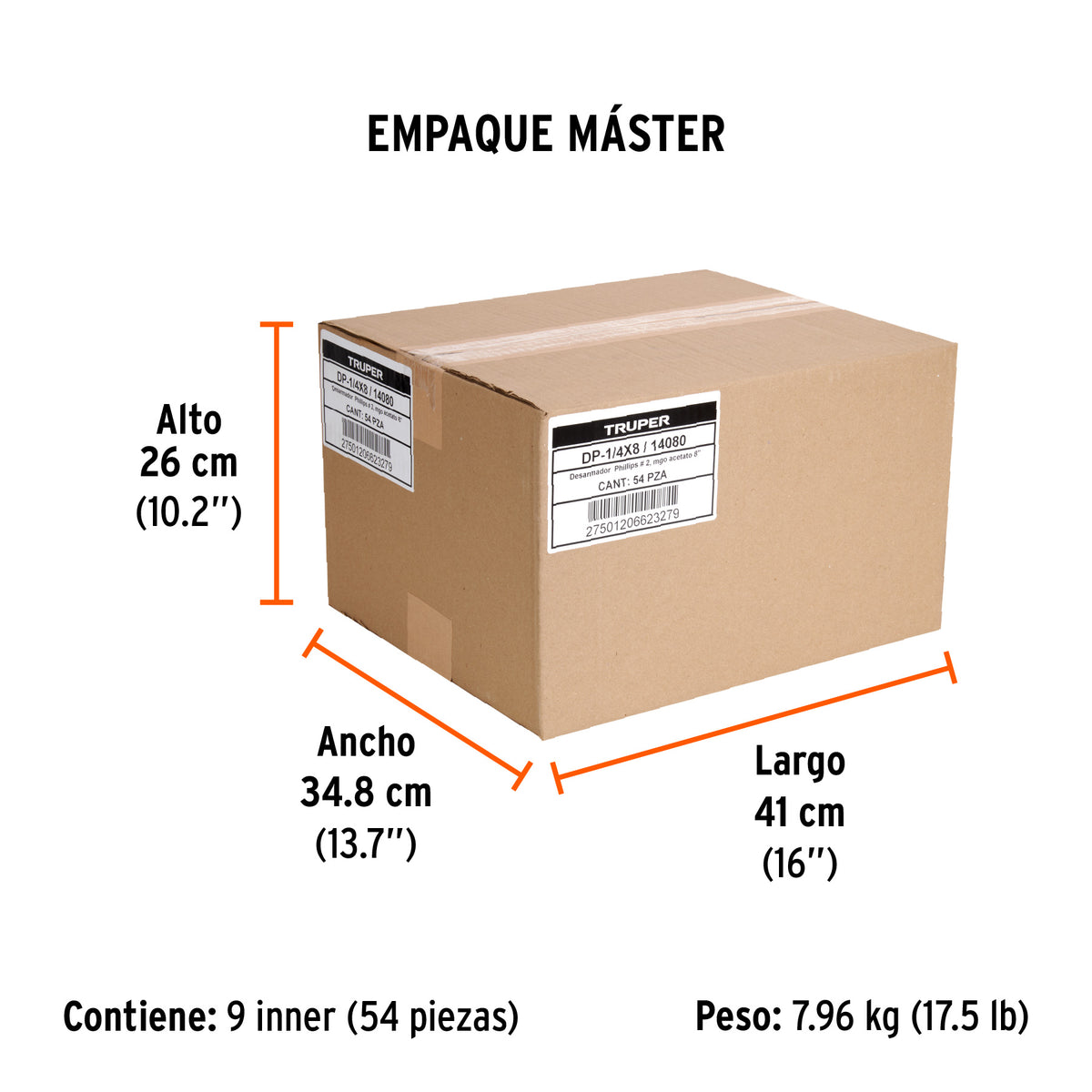 Desarmador punta phillips # 2, mango de acetato 8"