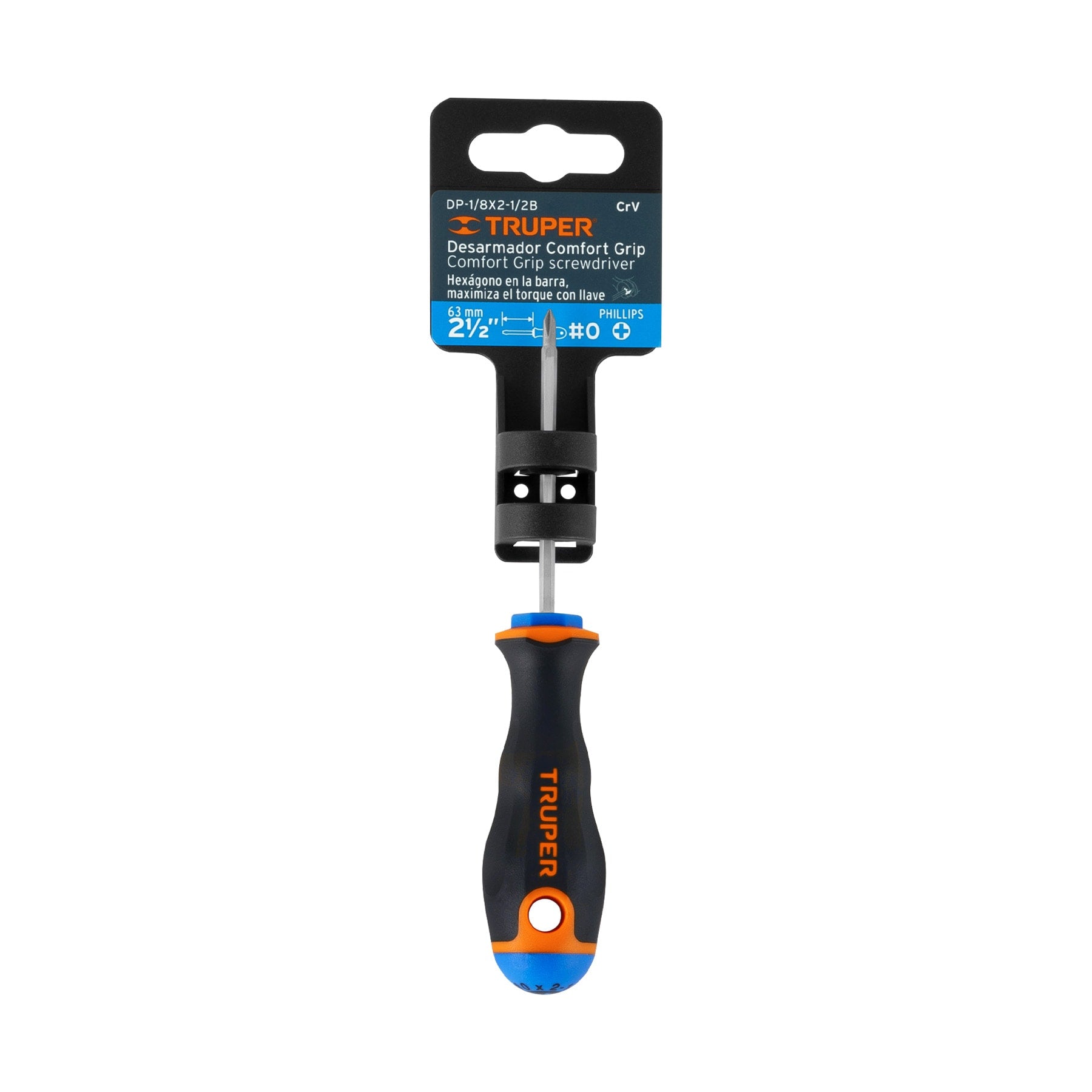 Desarmador punta phillips, 1/8" mango Comfort Grip, 2X2-1/2"