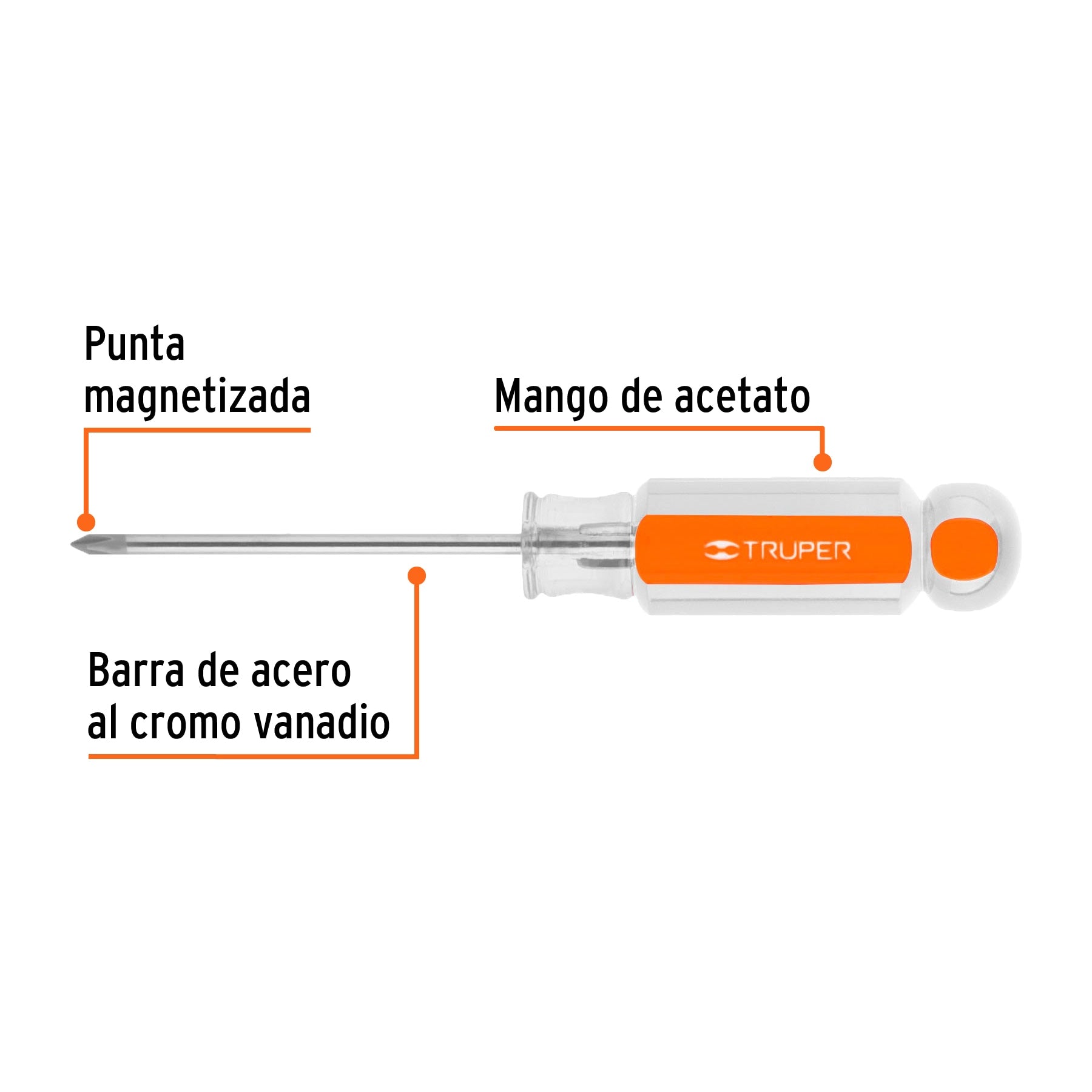 Desarmador punta phillips # 0, mango de acetato 2-1/2"