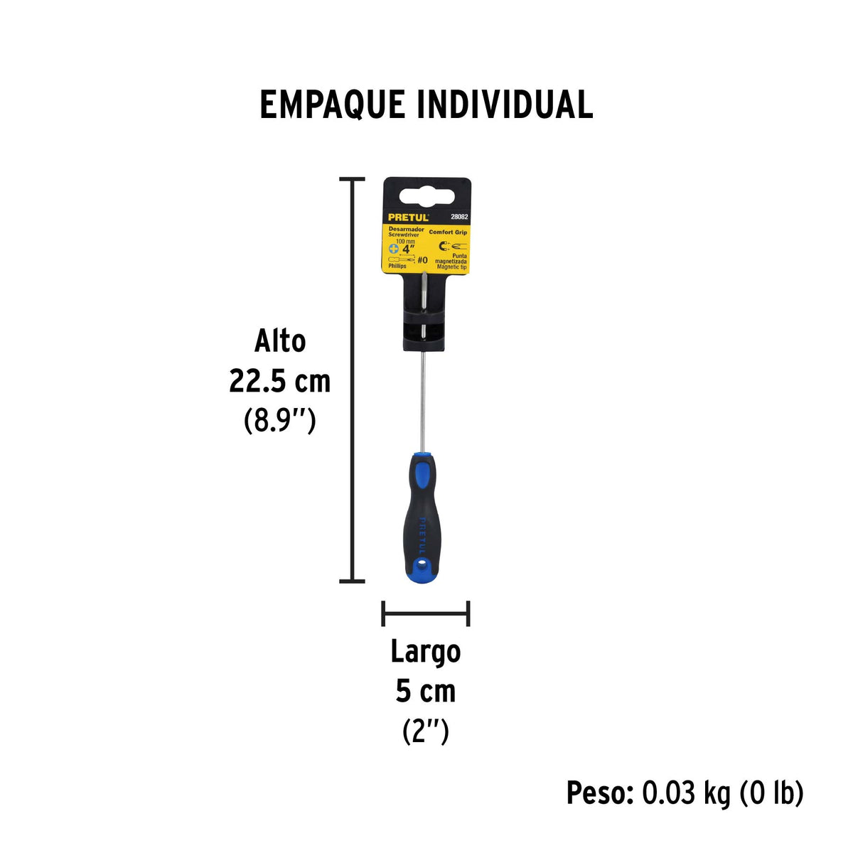 Desarmador punta Phillips,1/8x4', mango Comfort Grip, Pretul