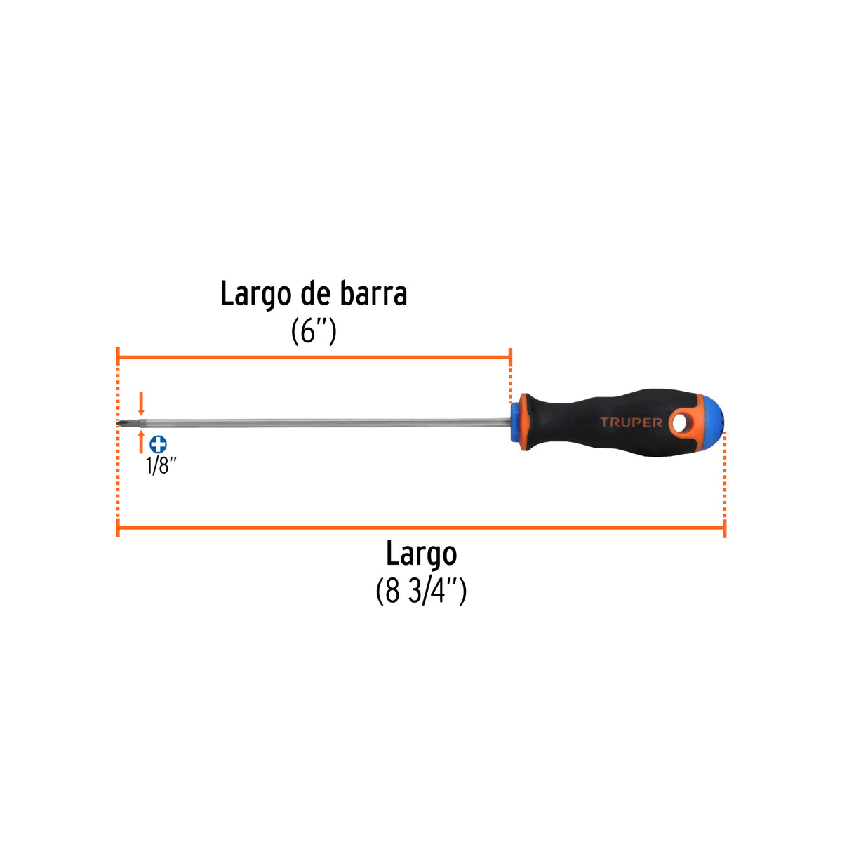 Desarmador punta phillips # 0, mango comfort grip, 6"