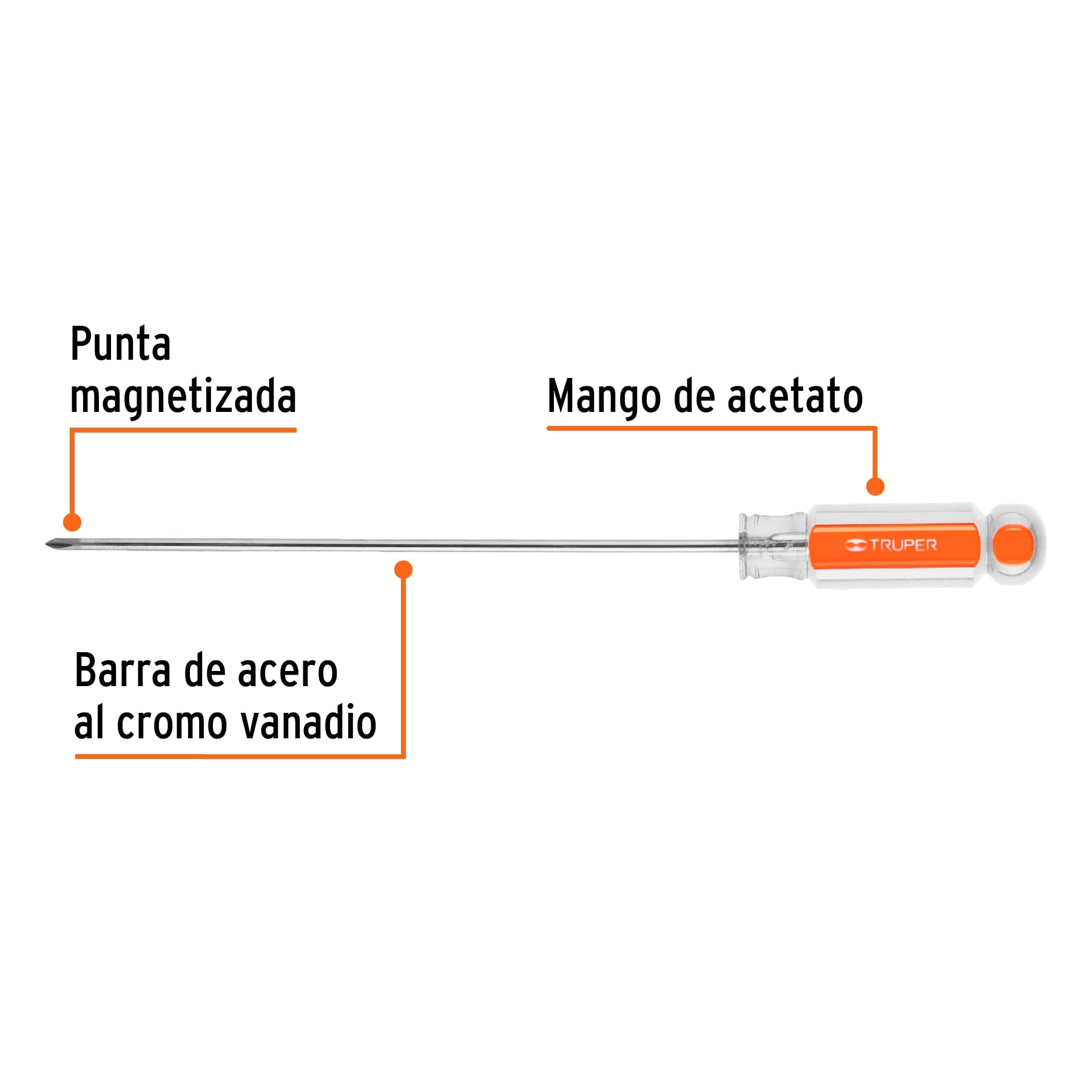 Desarmador punta phillips # 0, mango de acetato 6"