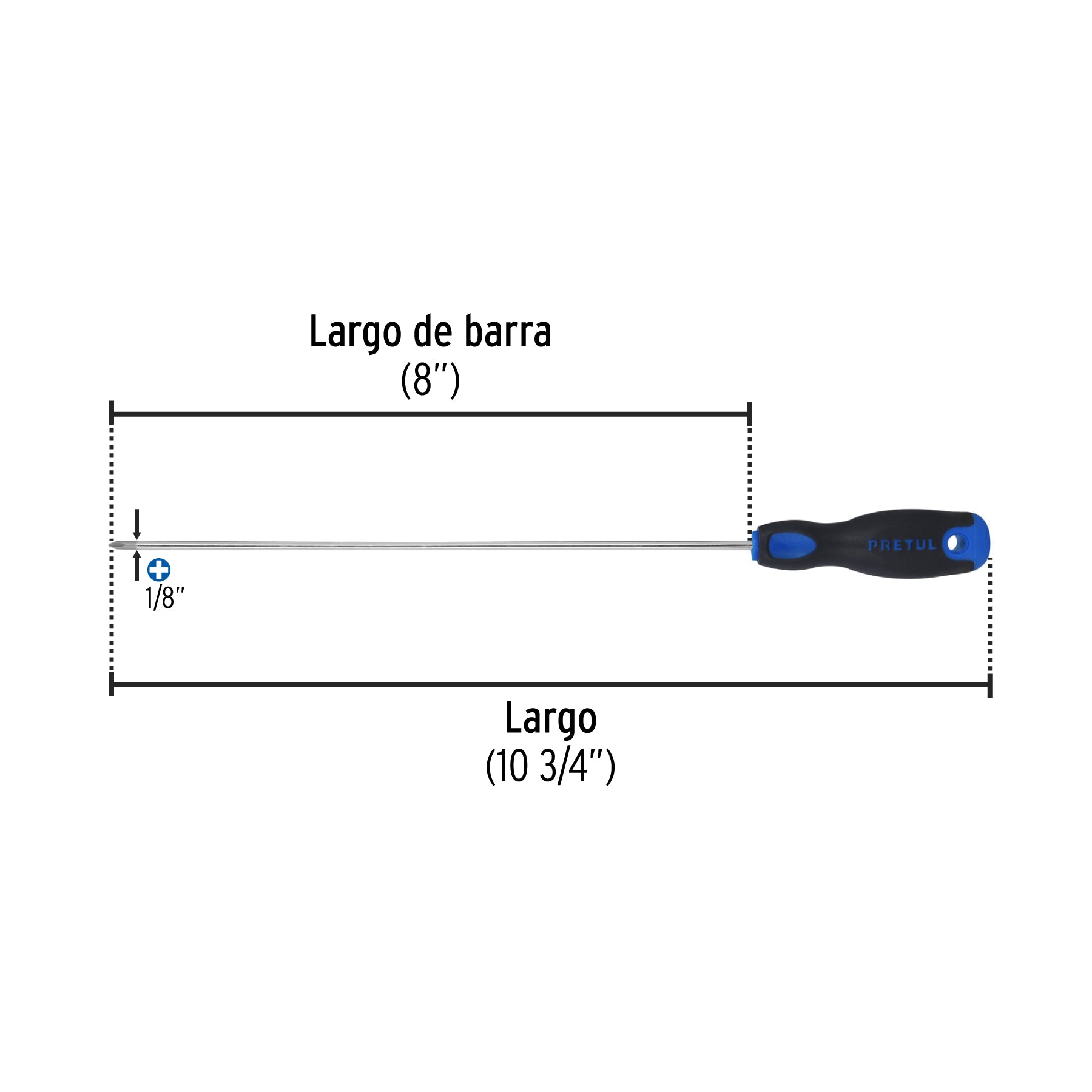Desarmador punta Phillips,1/8x8', mango Comfort Grip, Pretul