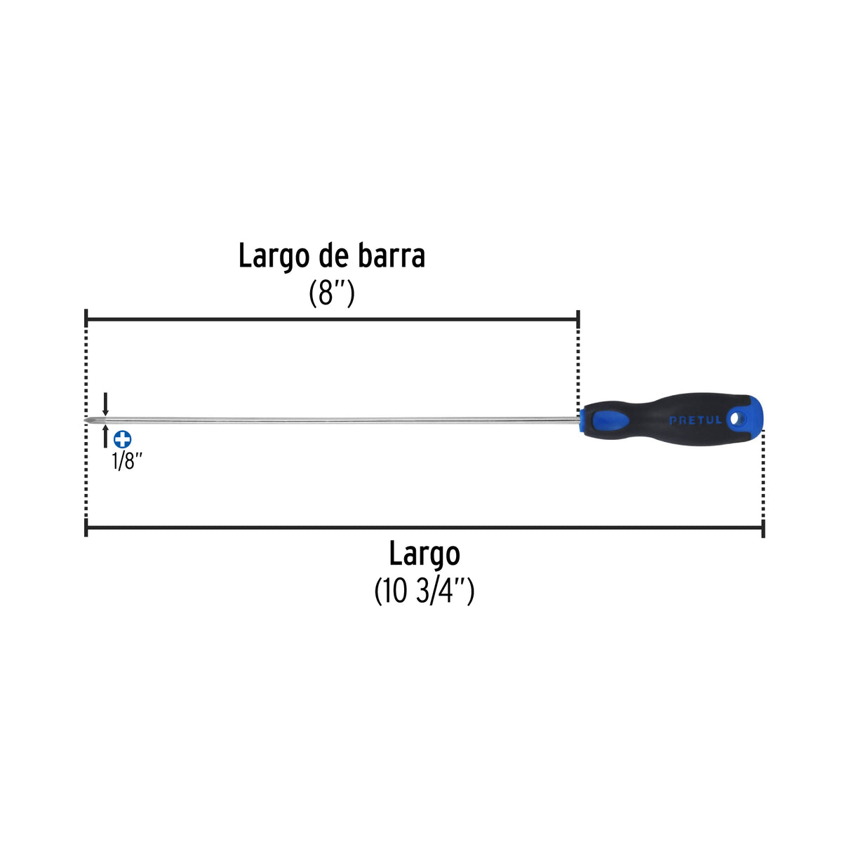 Desarmador punta Phillips,1/8x8', mango Comfort Grip, Pretul