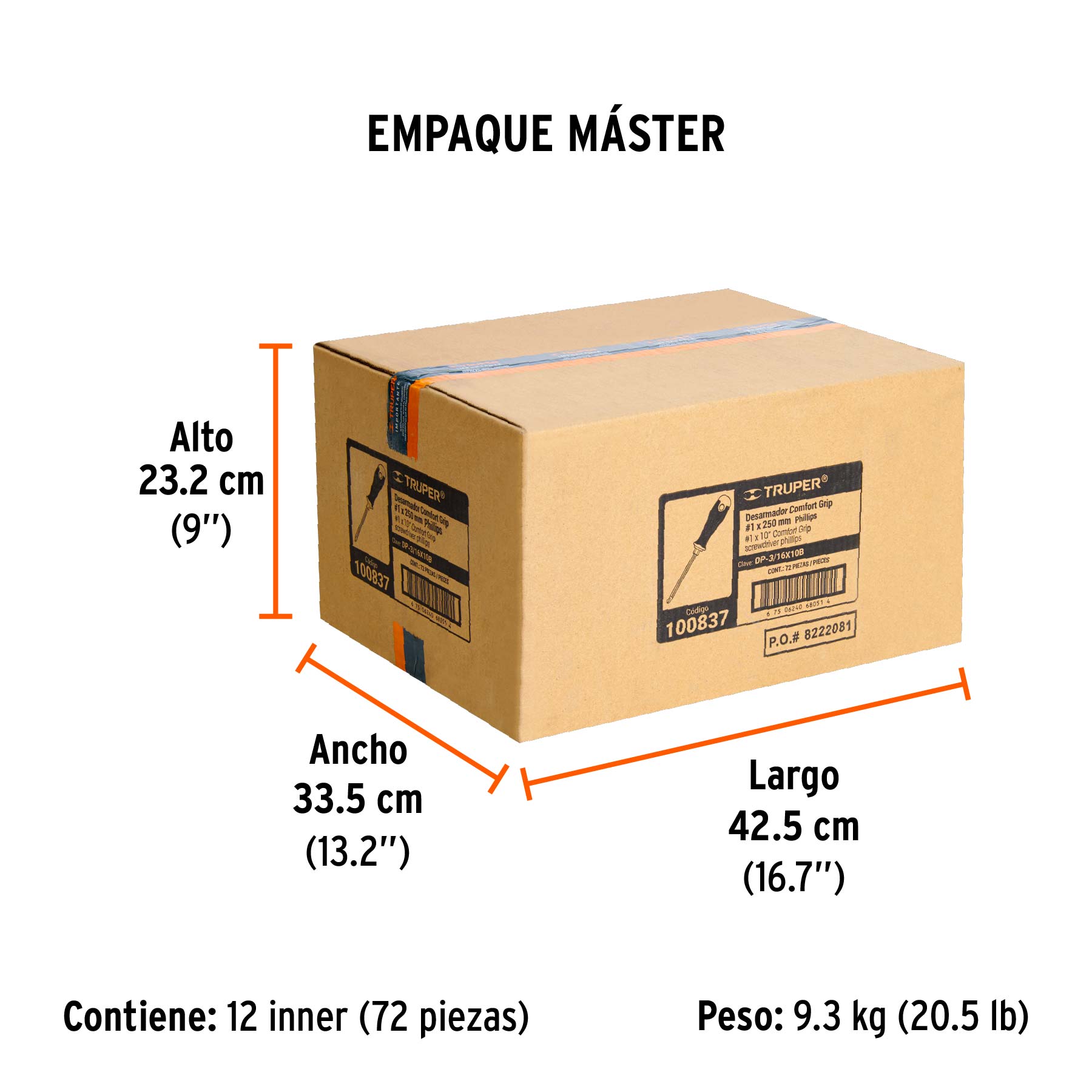 DESARMADOR DE CRUZ MANGO COMFORT GRIP 3/16"X10"