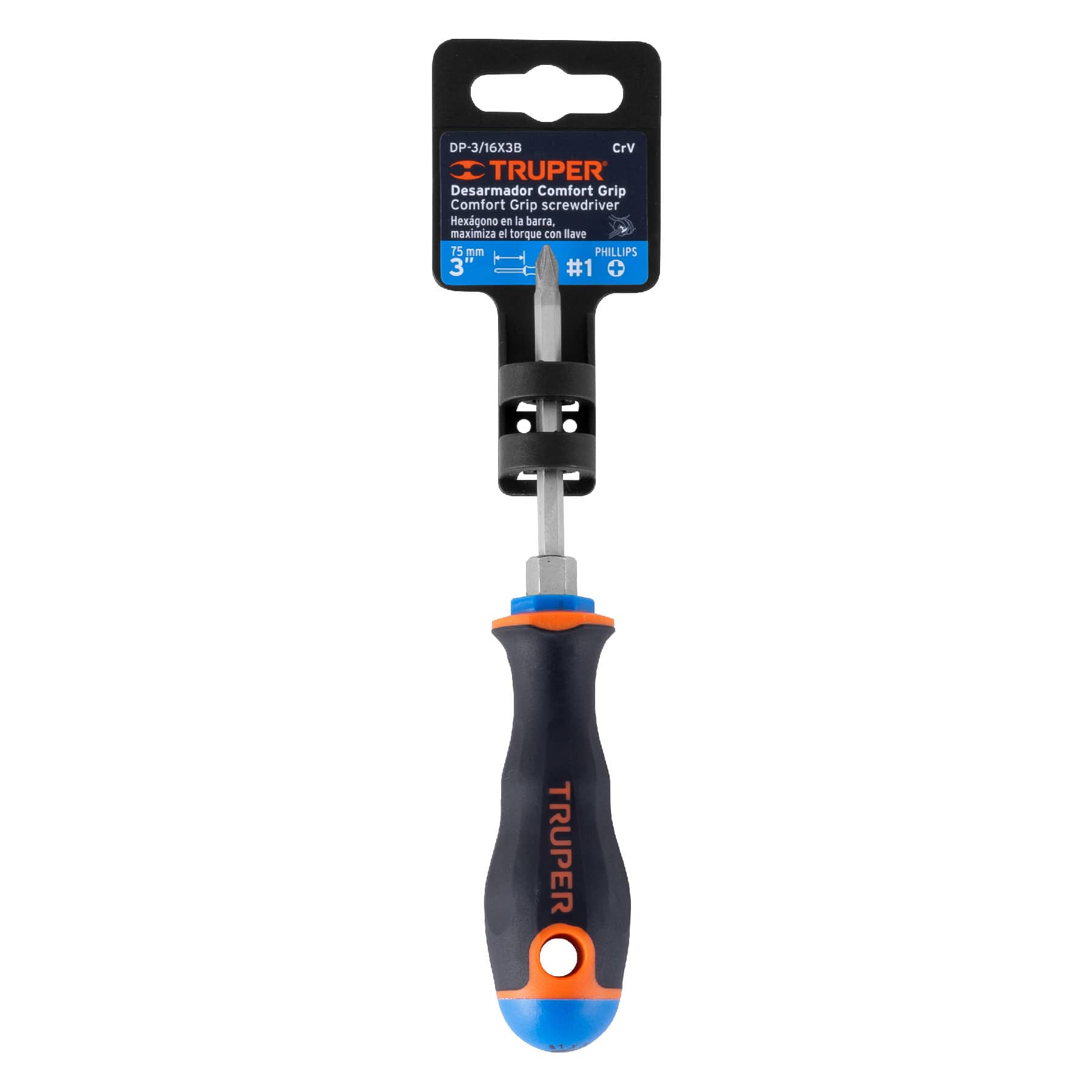 Desarmador punta phillips # 1, mango comfort grip, 3"