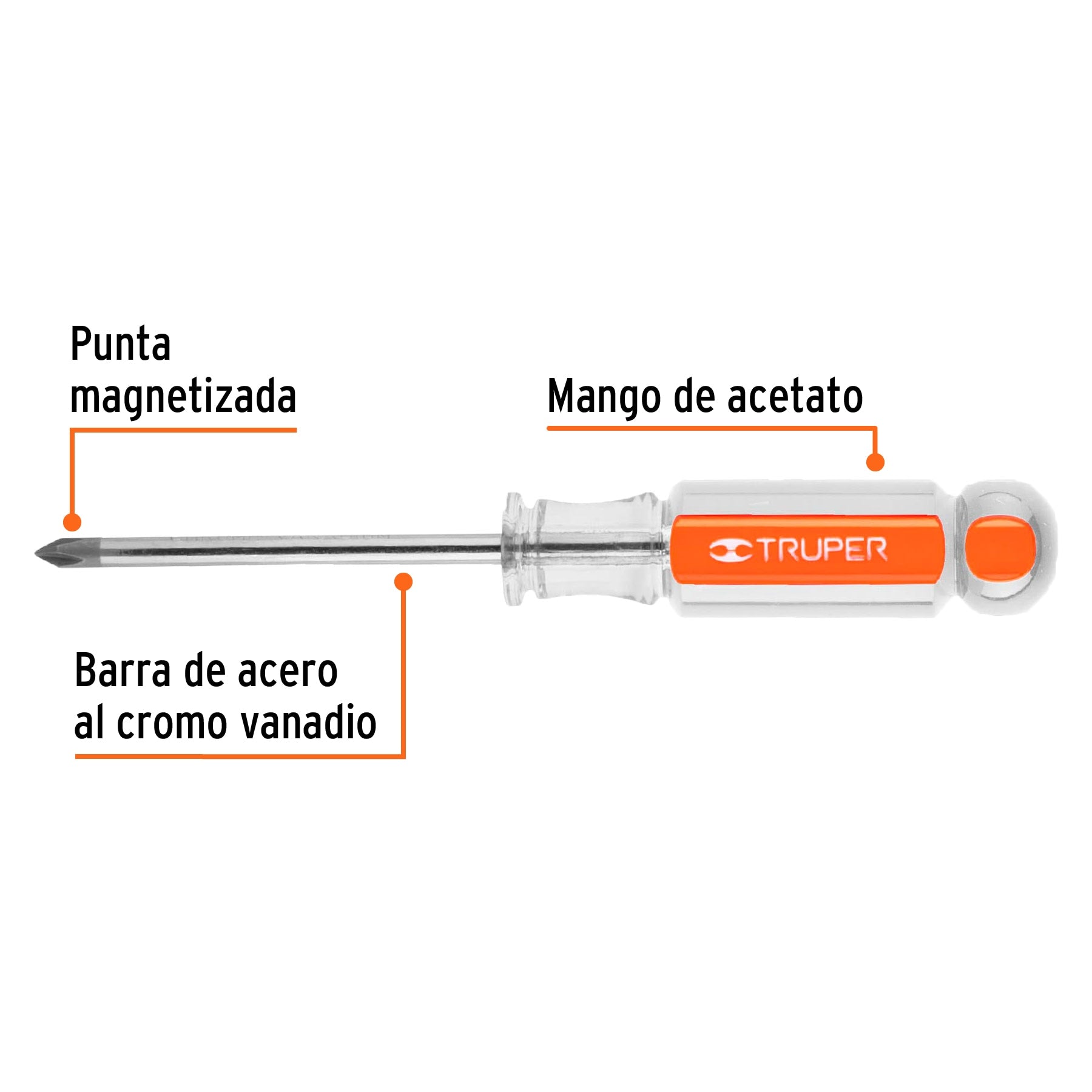 Desarmador punta phillips # 1, mango de acetato 3"
